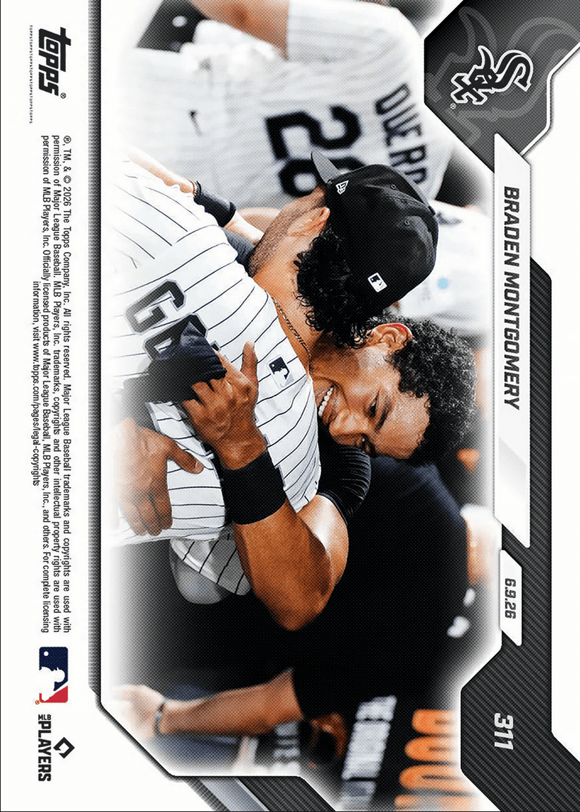 2026 Topps Now Braden Montgomery #311 5th in MLB History with Walk Off Home Run in Debut Chicago White Sox Rookie RC Baseball Card
