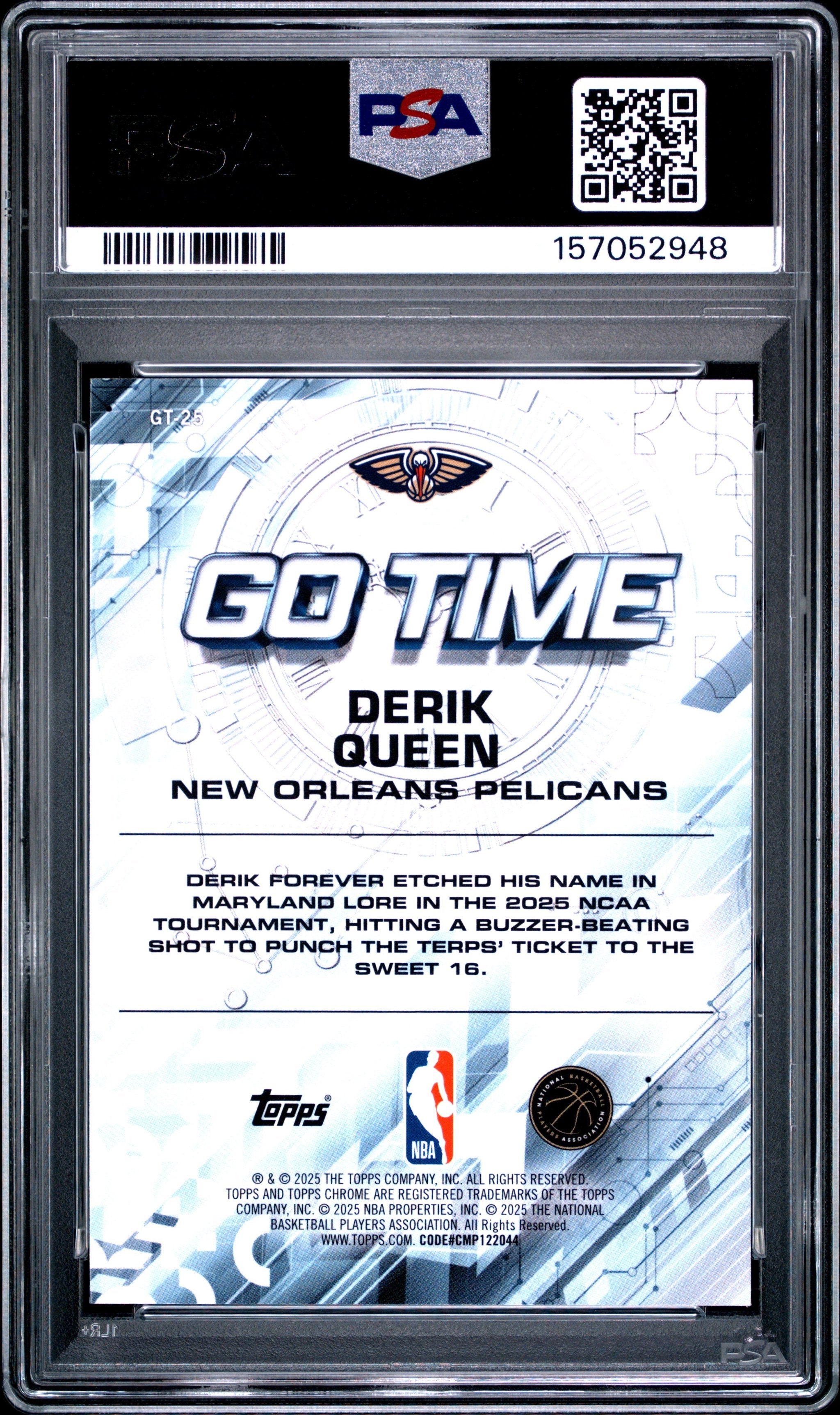 Graded 2025 Topps Chrome Derik Queen #GT-25 Go Time Rookie RC Basketball Card PSA 6 Excellent