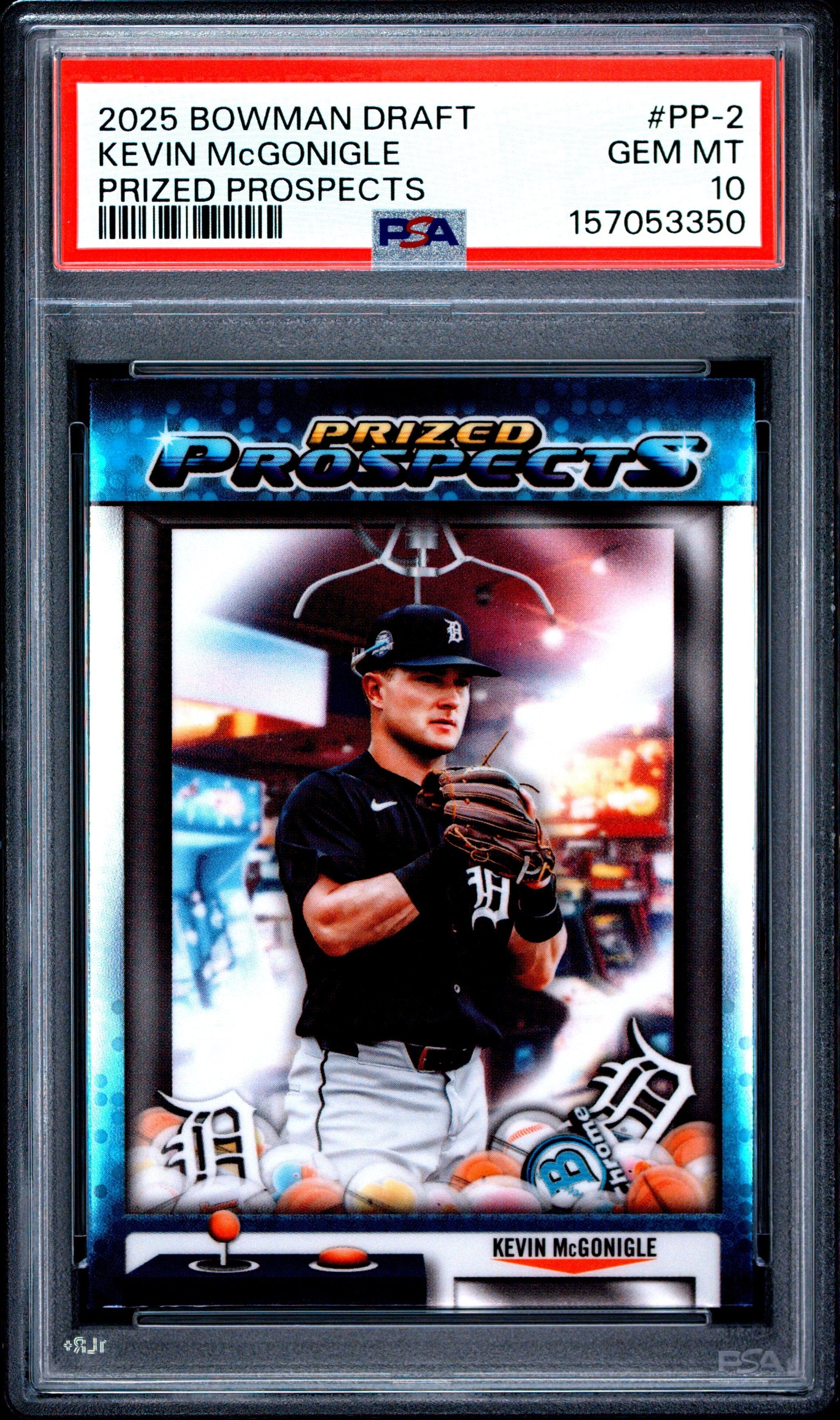 Graded 2025 Topps Bowman Draft Kevin McGonigle #PP2 Prized Prospects Rookie RC Baseball Card PSA 10 Gem Mint