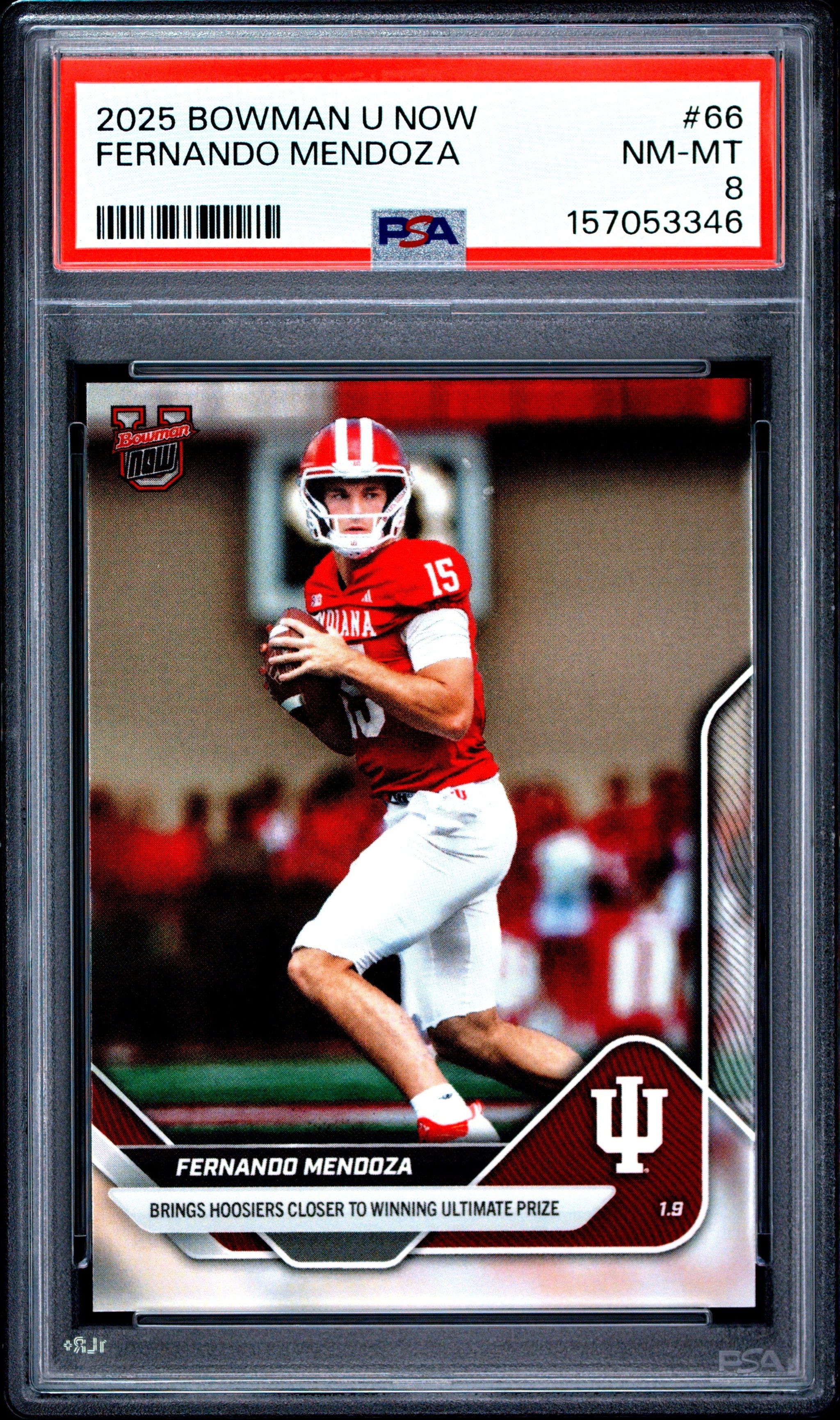 Graded 2025 Topps Bowman U Now Fernando Mendoza #66 Rookie RC Football Card PSA 8 Near Mint