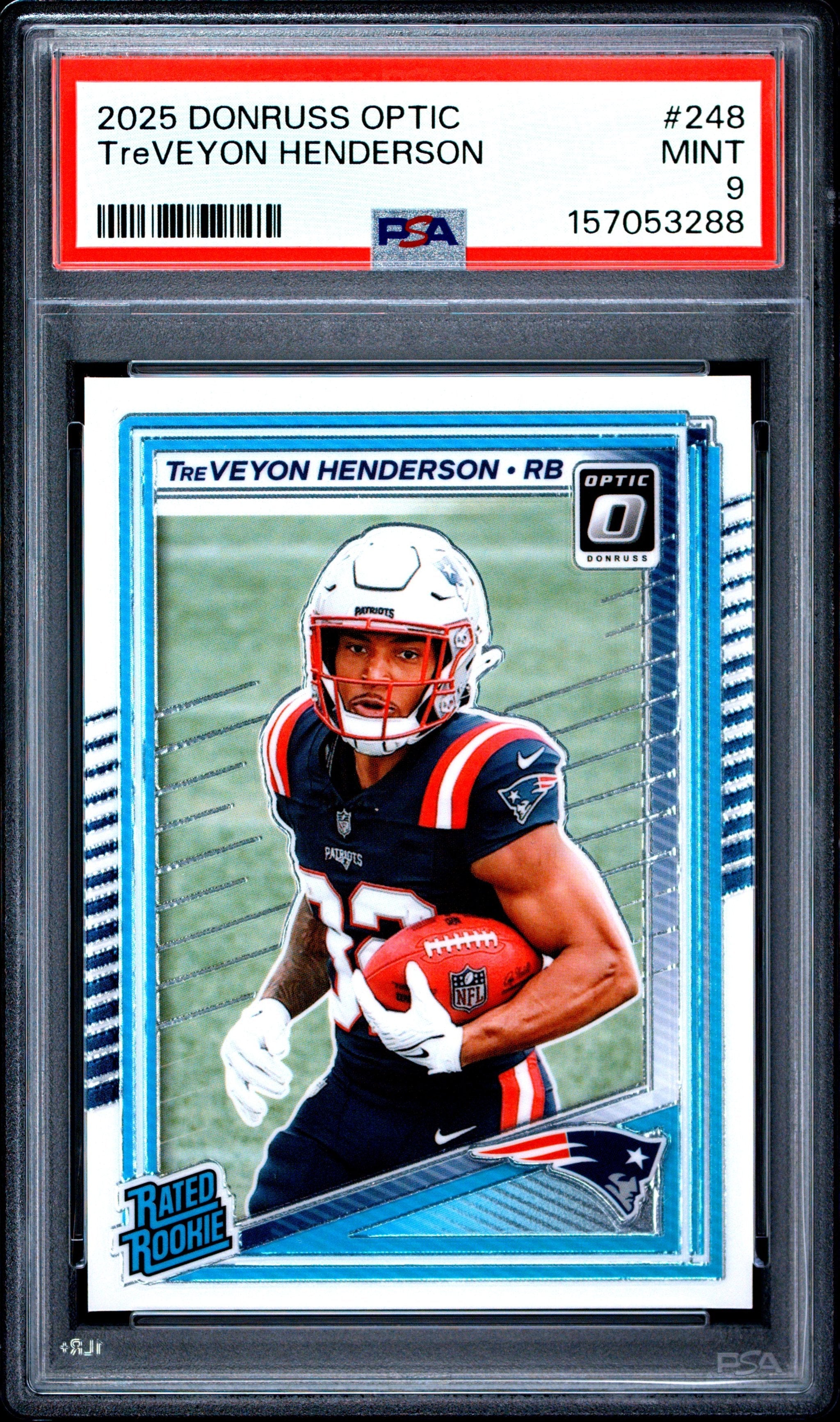 Graded 2025 Panini Donruss Optic TreVeyon Henderson #248 Rookie RC Football Card PSA 9 Mint