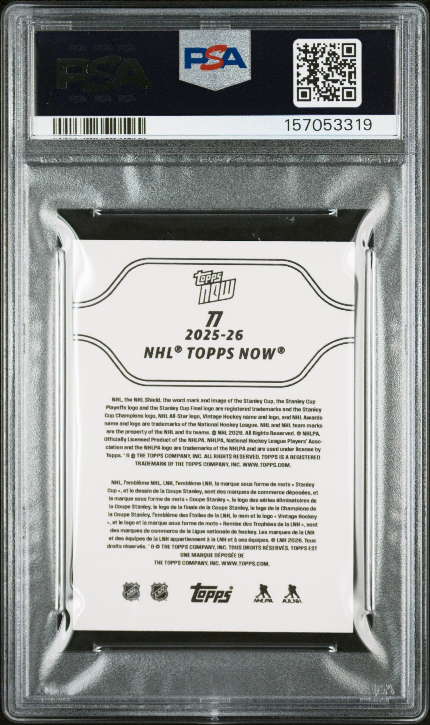 Graded 2025 Topps Now Matthew Schaefer #77 Rookie RC Hockey Card PSA 9 Mint