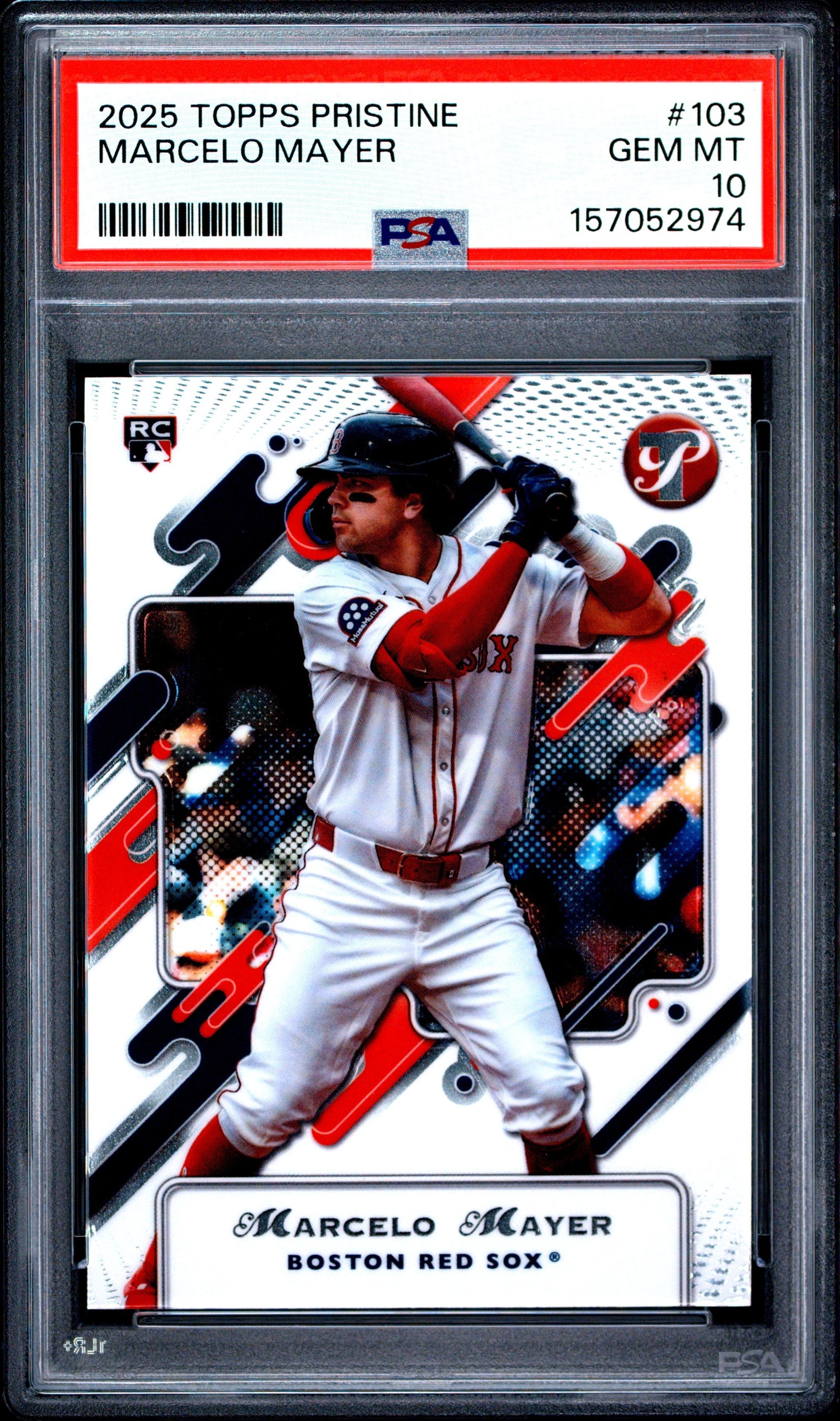 Graded 2025 Topps Pristine Marcelo Mayer #103 Rookie RC Baseball Card PSA 10 Gem Mint