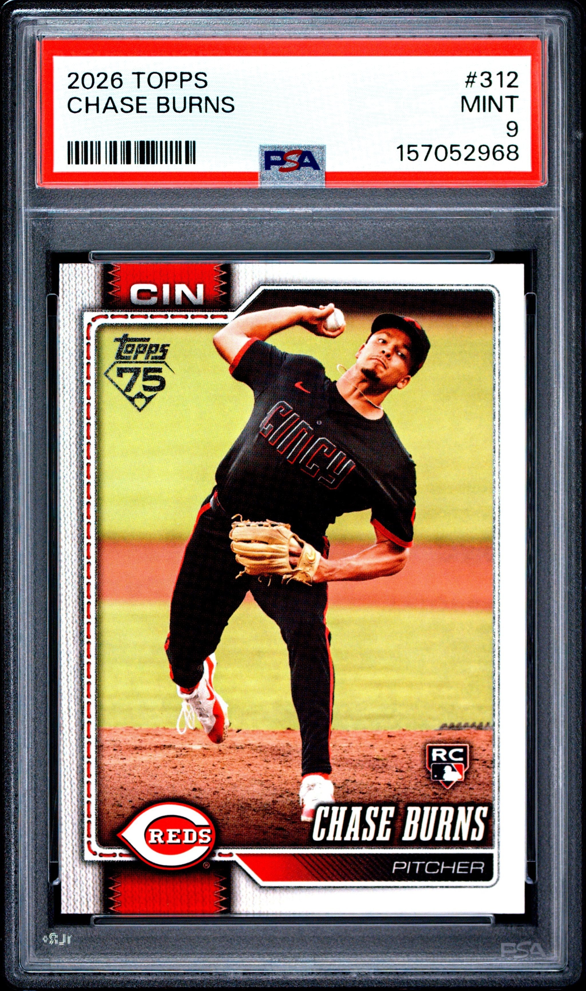 Graded 2026 Topps Chase Burns #312 Rookie RC Baseball Card PSA 9 Mint