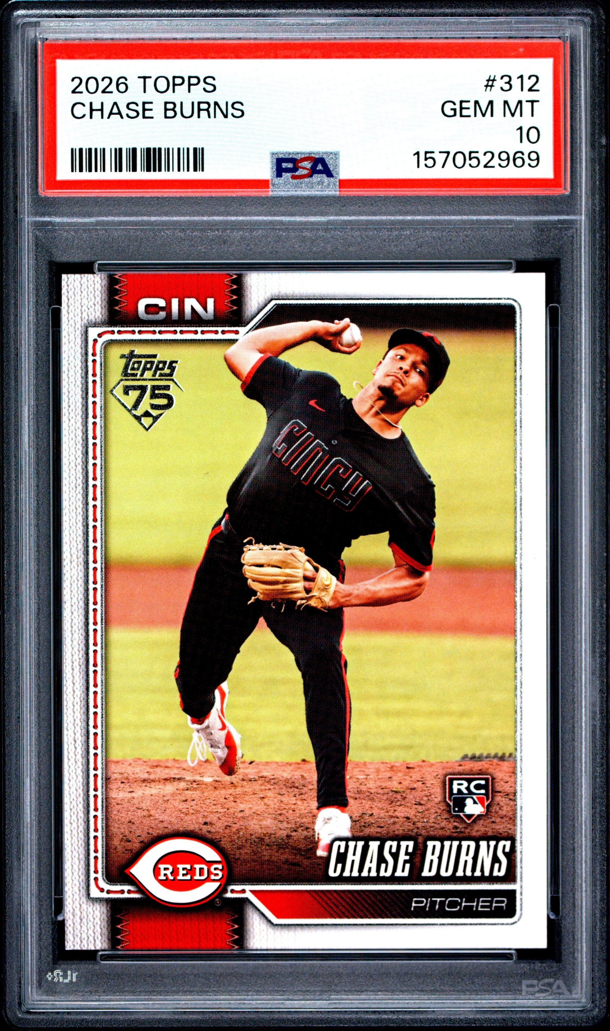 Graded 2026 Topps Chase Burns #312 Rookie RC Baseball Card PSA 10 Gem Mint