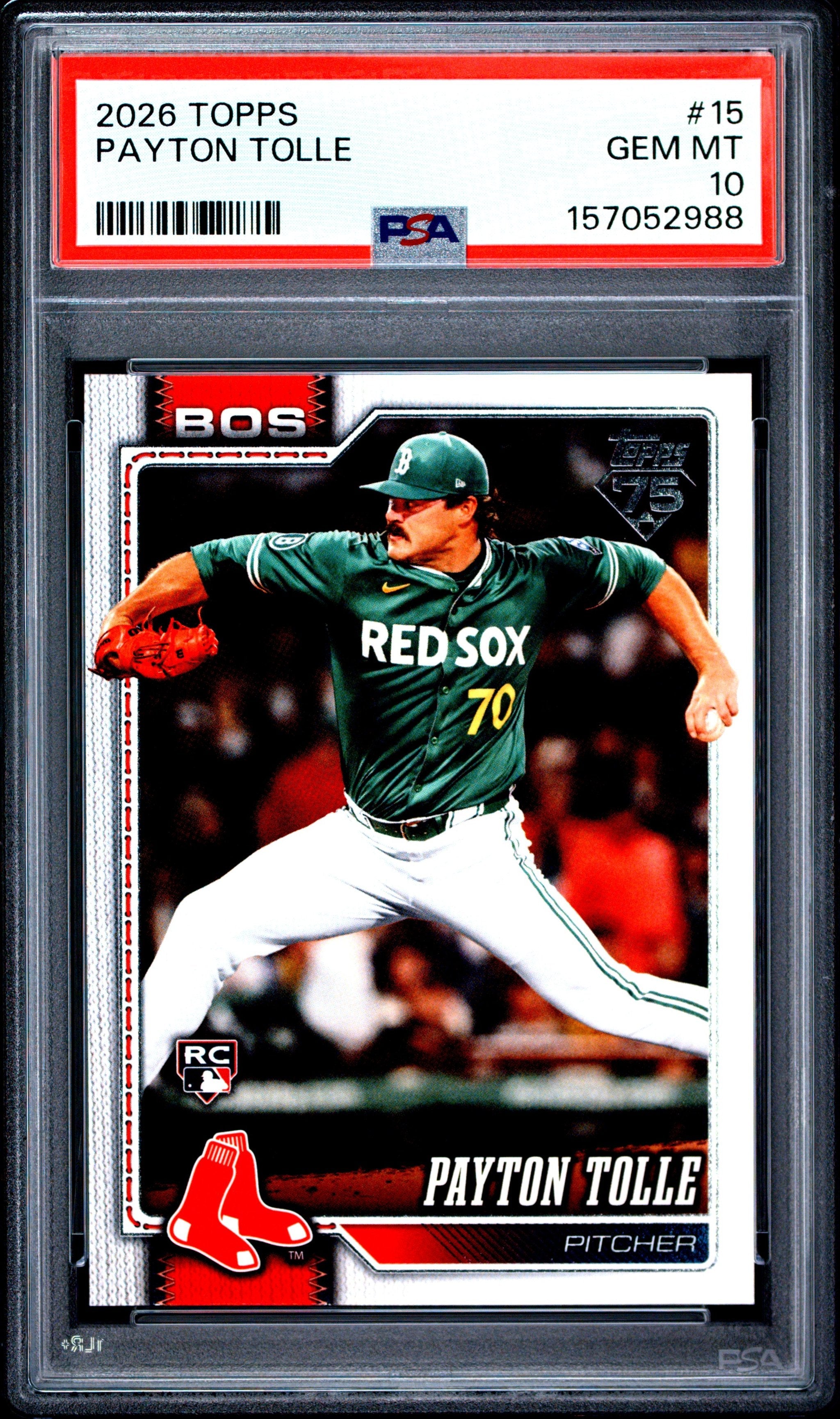 Graded 2026 Topps Payton Tolle #15 Rookie RC Baseball Card PSA 10 Gem Mint