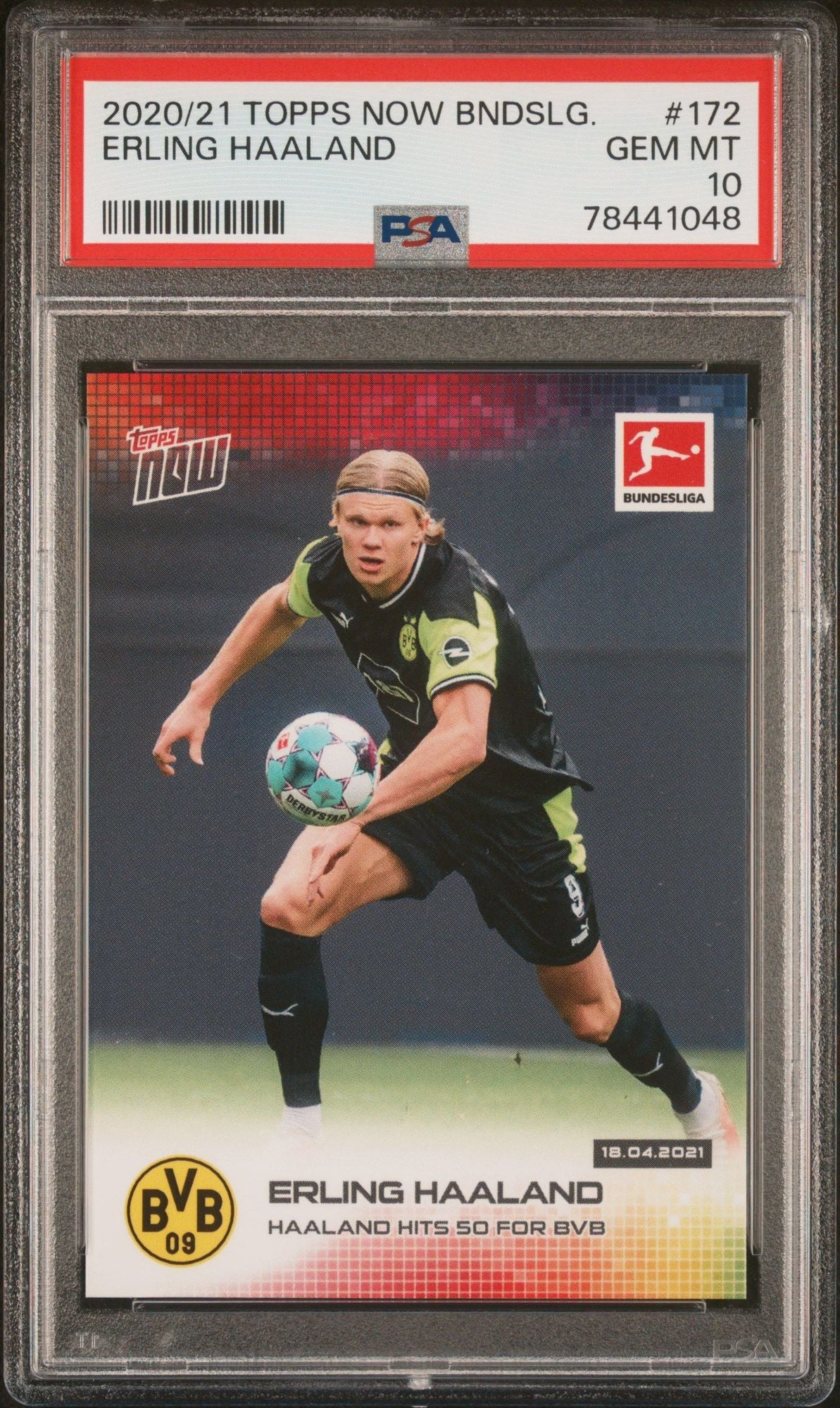 Graded 2020 Topps Now Bundesliga Erling Haaland #172 Hits 50 for BVB Soccer Card PSA 10 Gem Mint