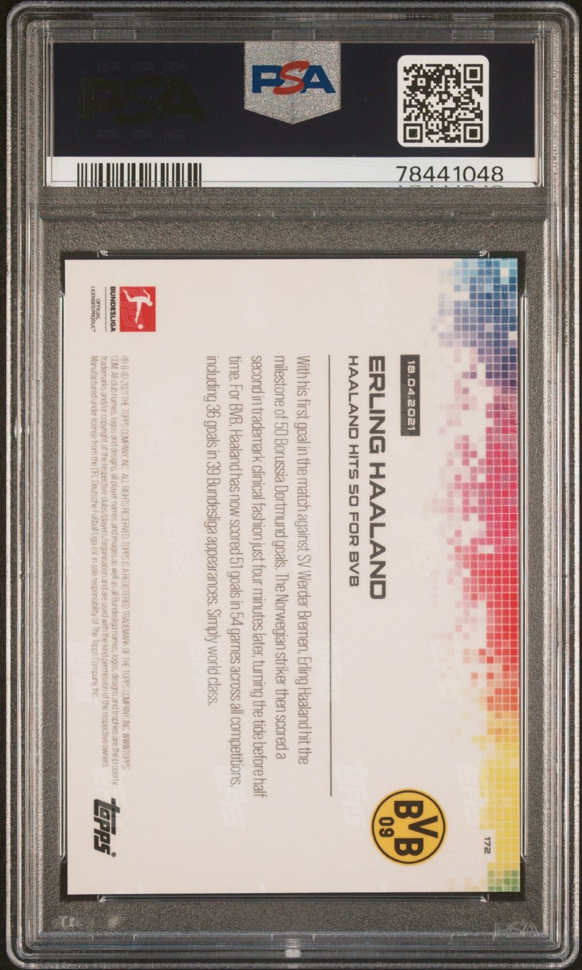 Graded 2020 Topps Now Bundesliga Erling Haaland #172 Hits 50 for BVB Soccer Card PSA 10 Gem Mint