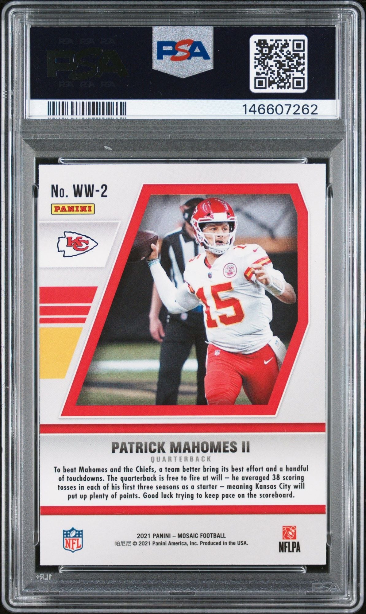 Graded 2021 Panini Mosaic Patrick Mahomes II #WW2 Will To Win Football Card PSA 10 Gem Mint