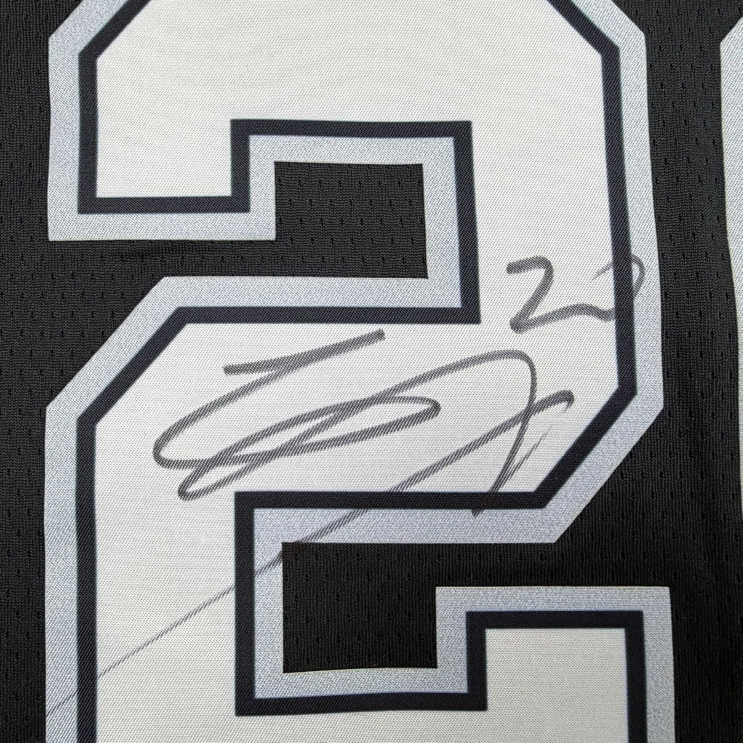 Framed Autographed/Signed Manu Ginobili 35x39 San Antonio Spurs Black Authentic Basketball Jersey JSA COA