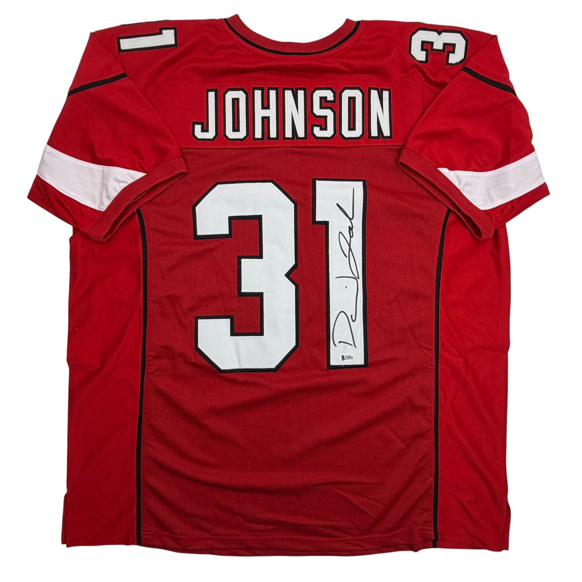 Autographed/Signed David Johnson Arizona Red Football Jersey Beckett BAS COA