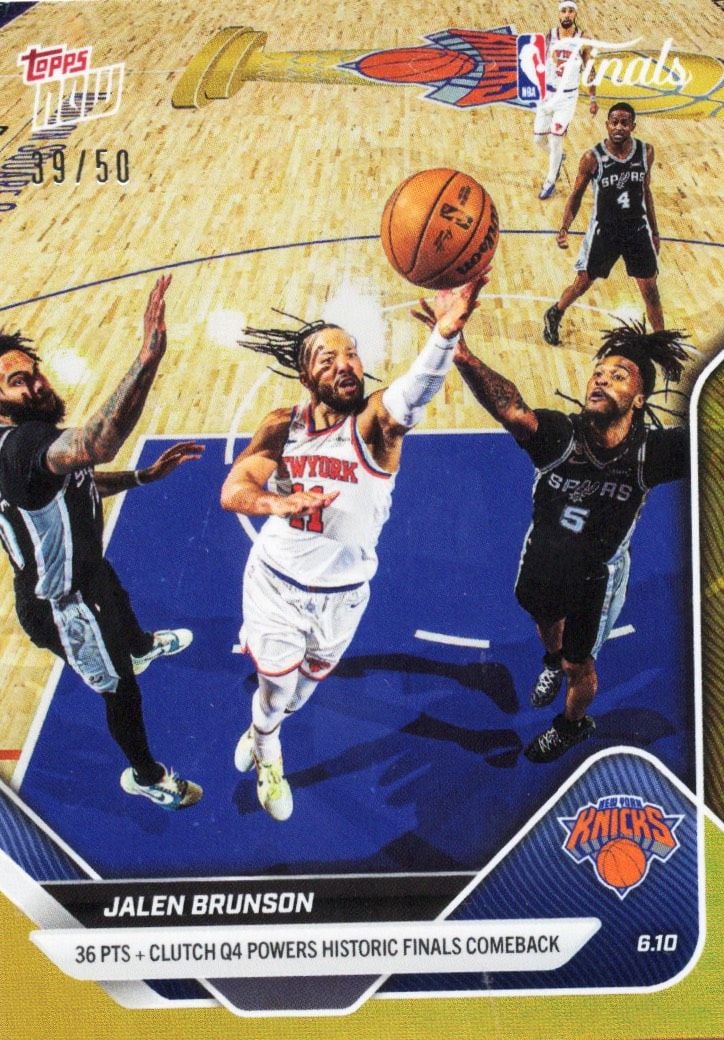 2025 Topps Now Jalen Brunson #337 Gold Foil /50 36 Points + Clutch 4th Quarter Powers Historic Finals Comeback New York Knicks Basketball Card