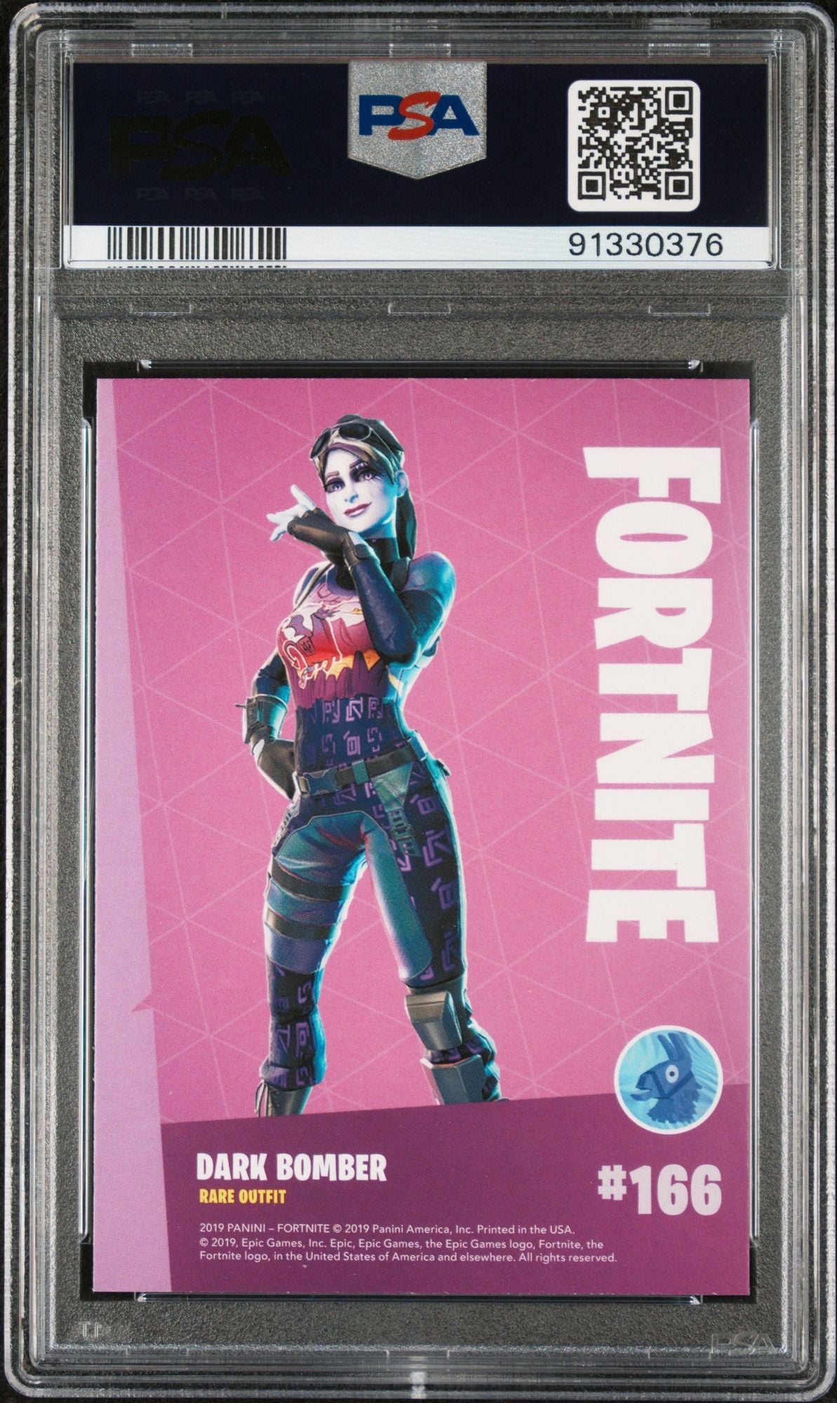 Graded 2019 Panini Fortnite Dark Bomber #166 Trading Card PSA 10 Gem Mint