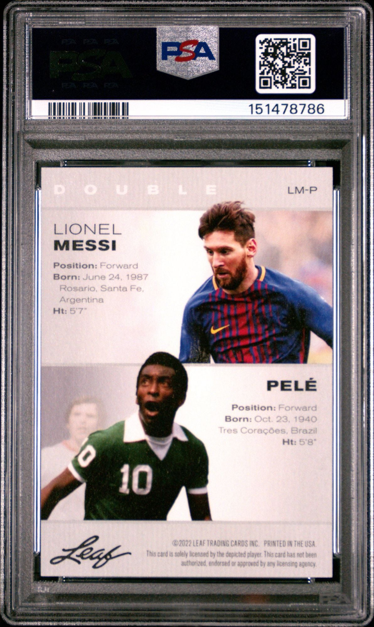 Graded 2022 Leaf Multi-Sport Special Release Lionel Messi Pele #LMP Exclusive Legends Edition Soccer Card PSA 10 Gem Mint