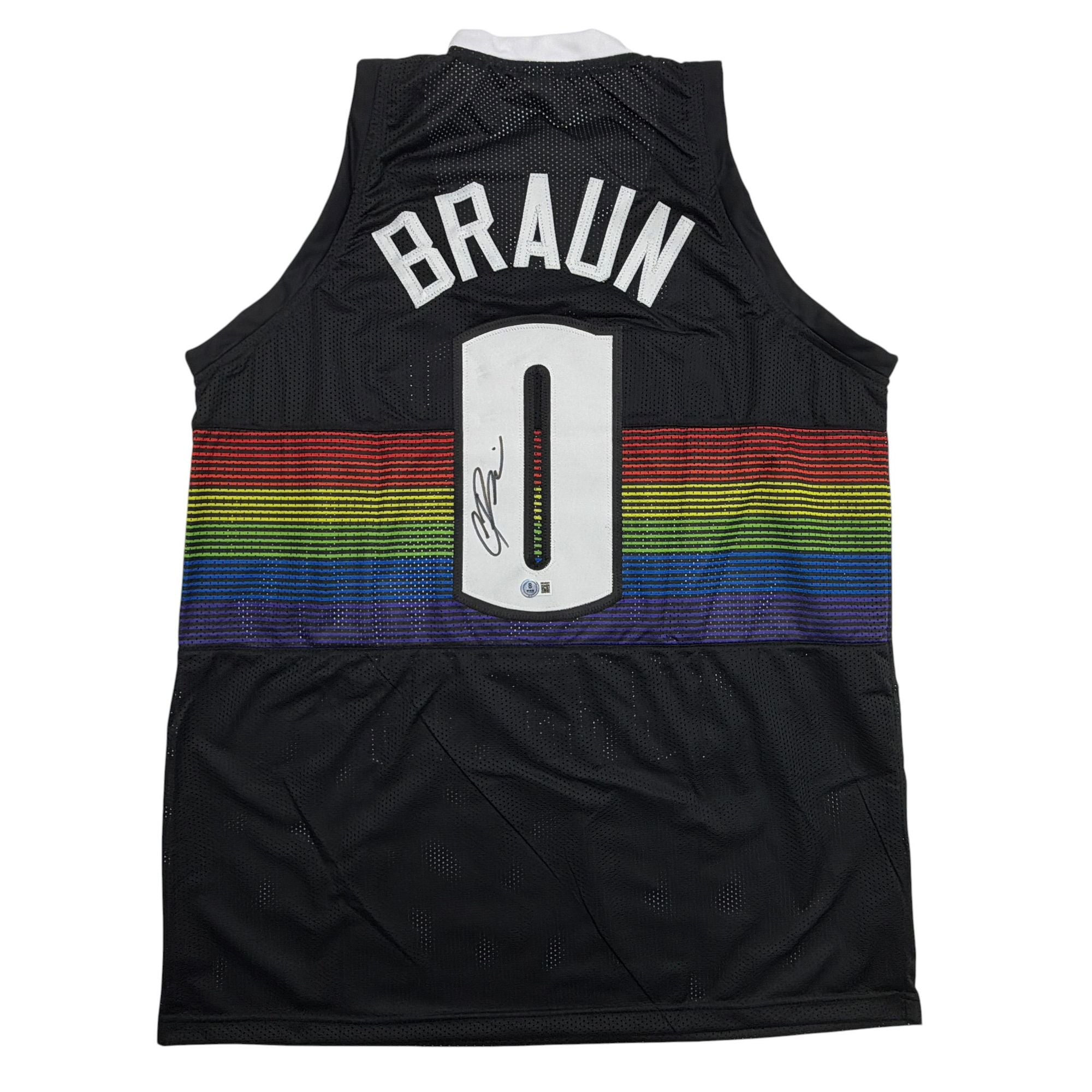 Autographed/Signed Christian Braun Denver Black Rainbow Basketball Jersey Beckett BAS COA