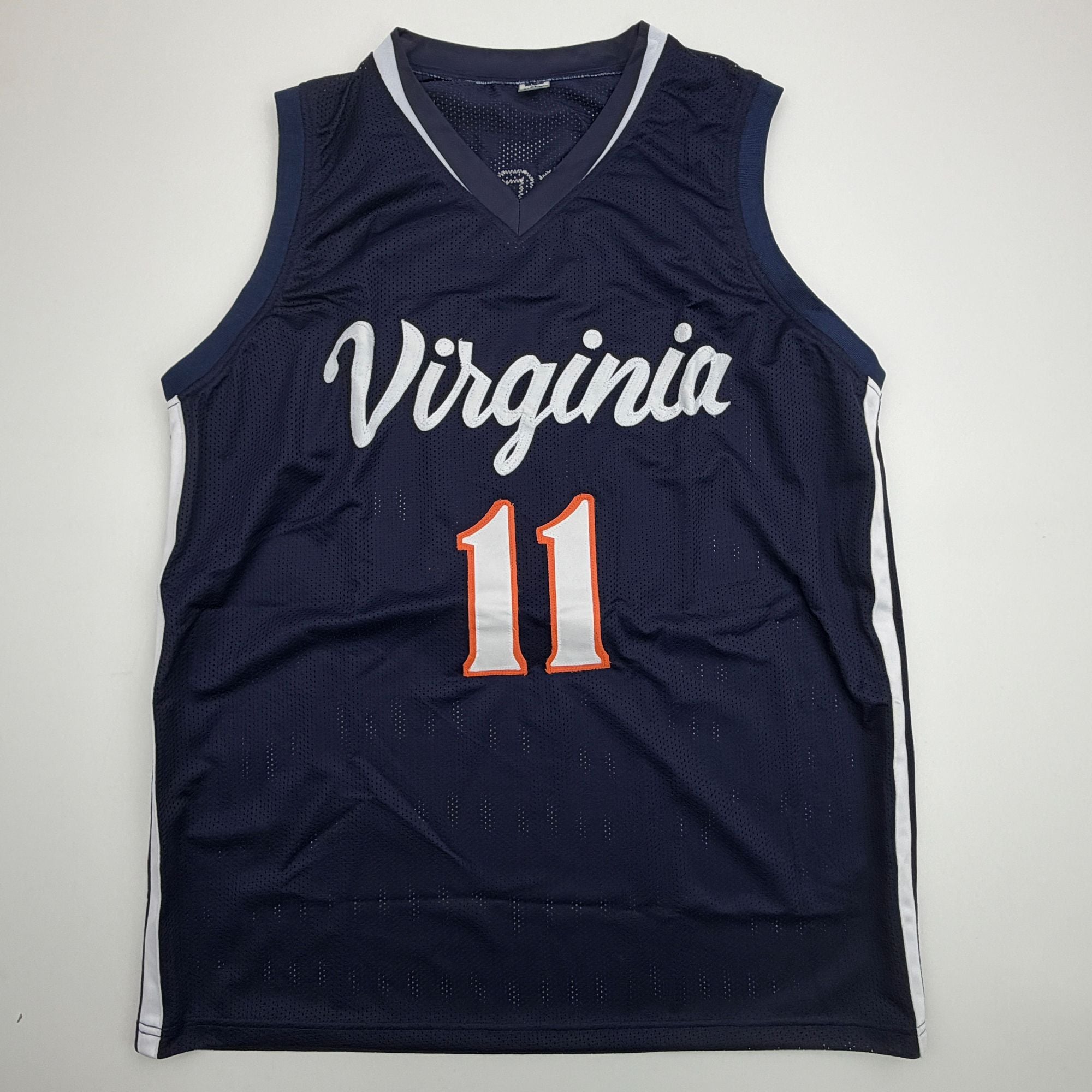 Autographed/Signed Ty Jerome Virginia Blue College Basketball Jersey Beckett BAS COA