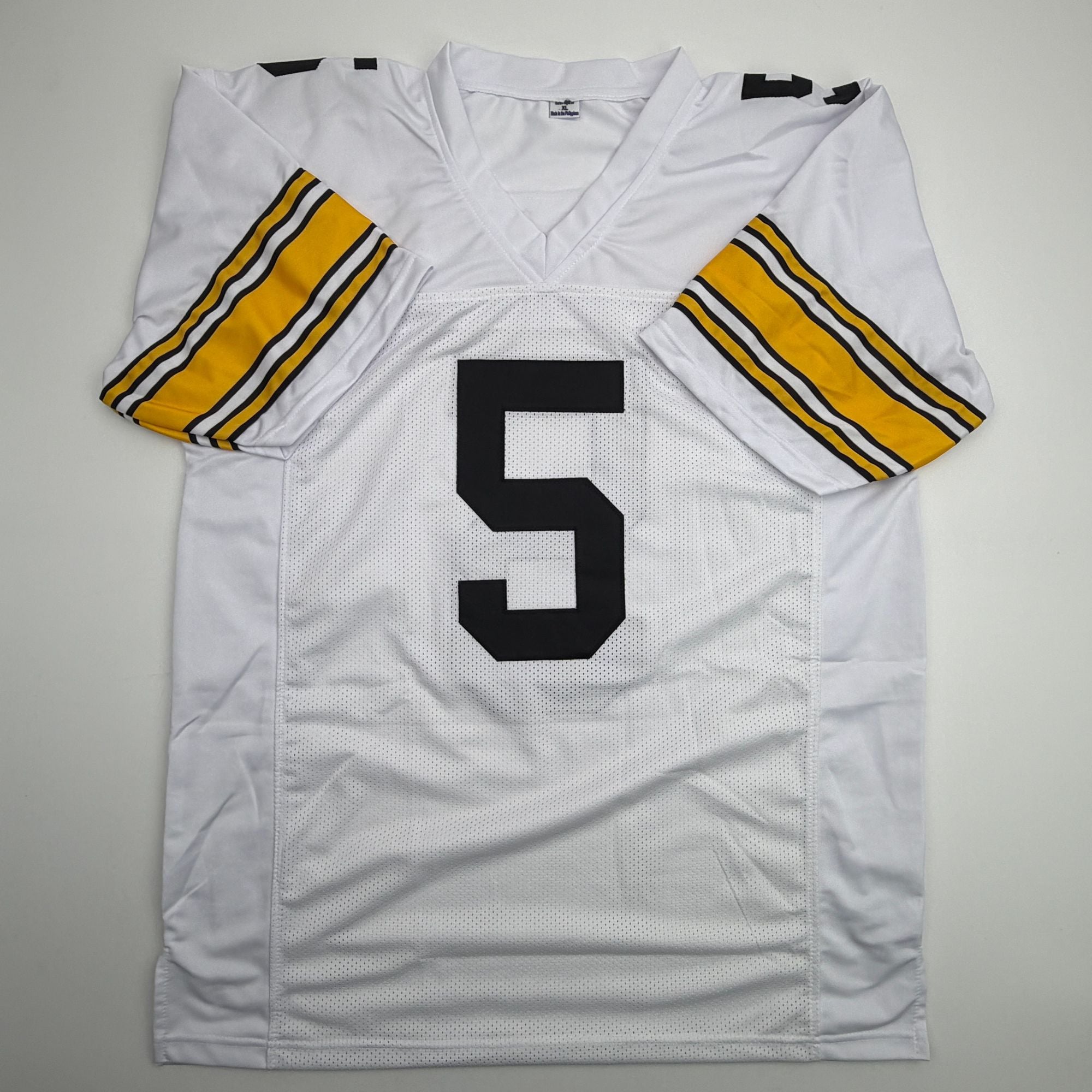 Autographed/Signed Terry Hanratty Pittsburgh White Football Jersey JSA COA