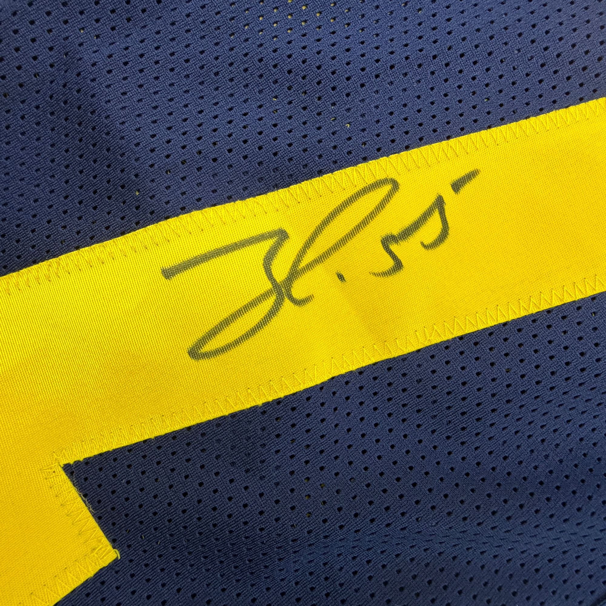 Autographed/Signed Frank Clark Michigan Blue College Football Jersey JSA COA