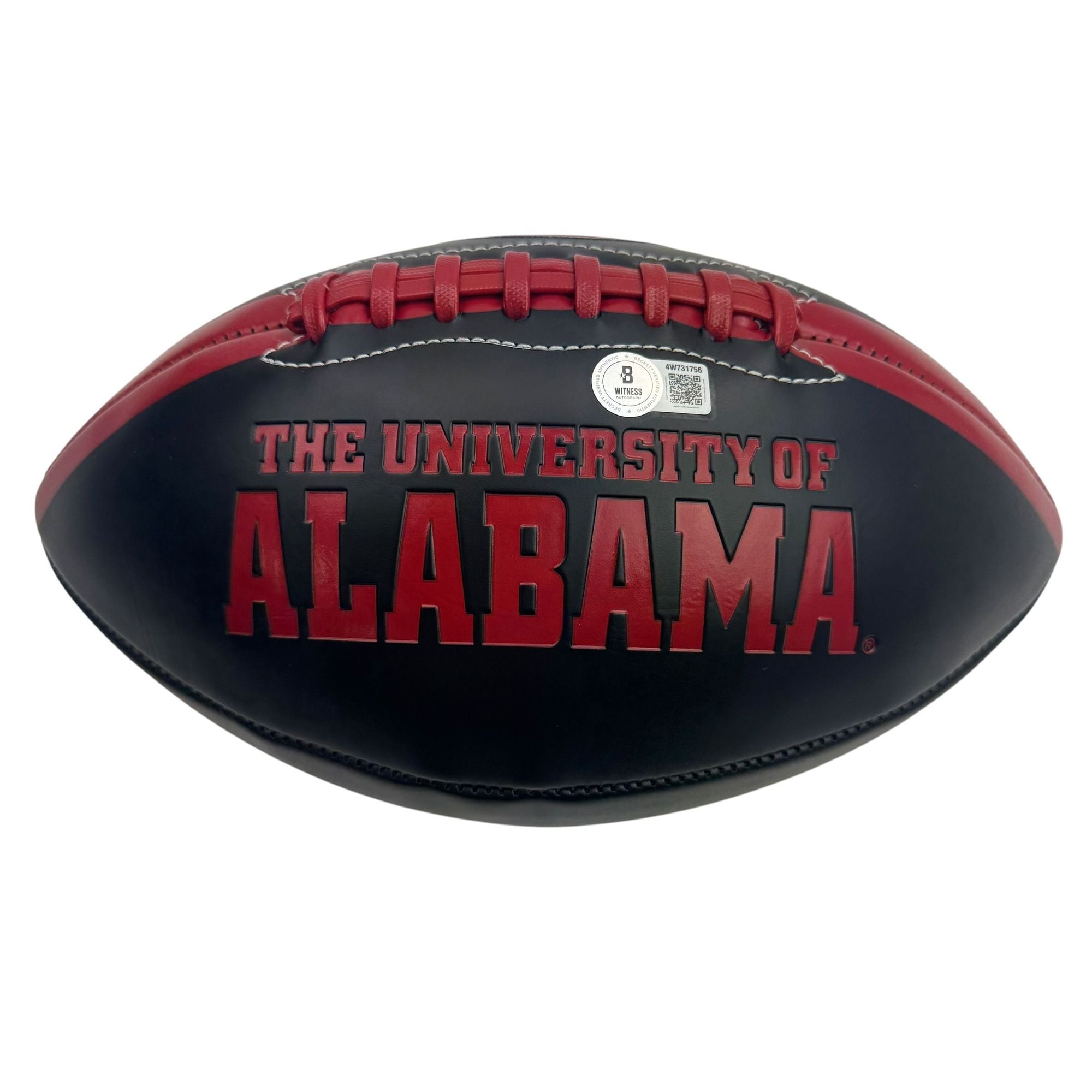 Autographed/Signed Nick Saban Alabama Crimson Tide Full Size Black Logo College Football Beckett BAS COA
