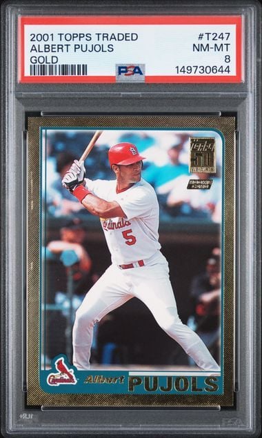 Graded 2001 Topps Traded Albert Pujols #T247 Gold Foil /2001 Rookie RC Baseball Card PSA 8 NM-MT