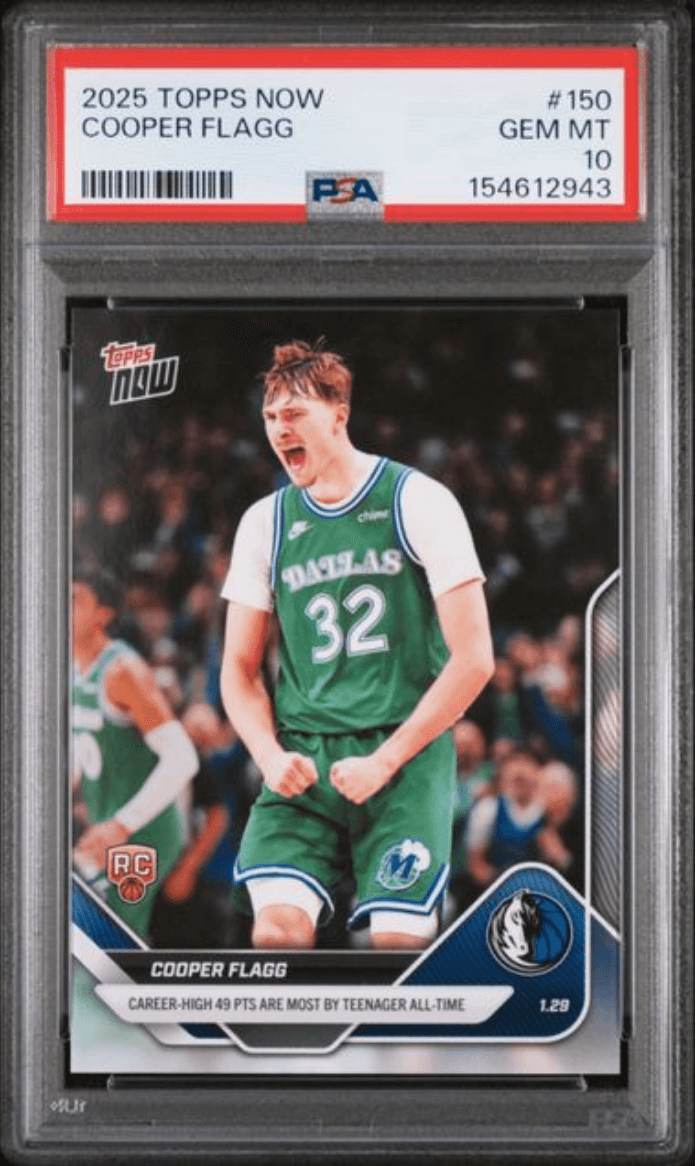Graded 2025 Topps Now Cooper Flagg #150 Rookie RC Basketball Card PSA 10 Gem Mint