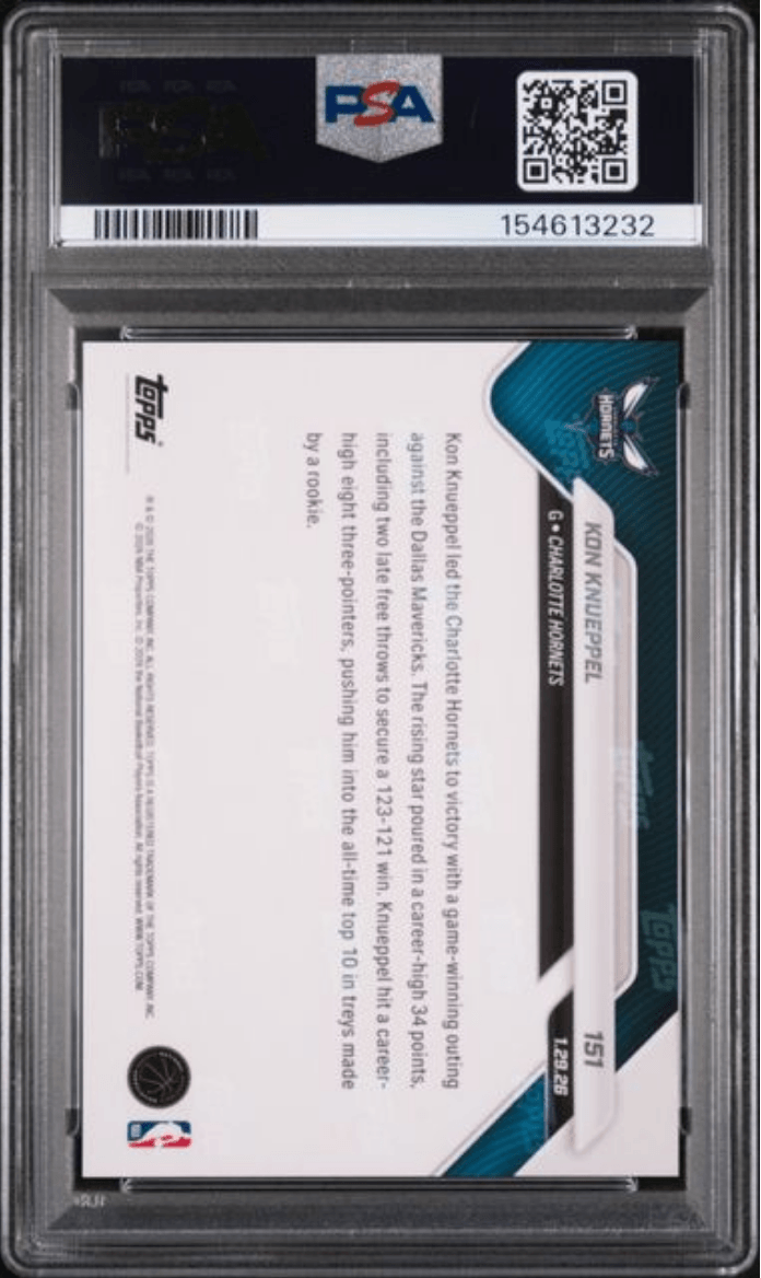 Graded 2025 Topps Now Kon Knueppel #151 Rookie RC Basketball Card PSA 10 Gem Mint