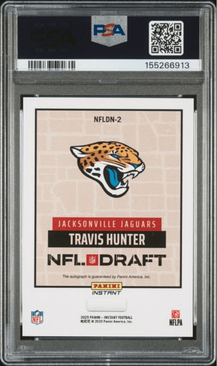 Graded 2025 Panini Instant Travis Hunter #NFLDN2 NFL Draft Night Auto Rookie RC Football Card Authentic Auto PSA 10 Gem Mint