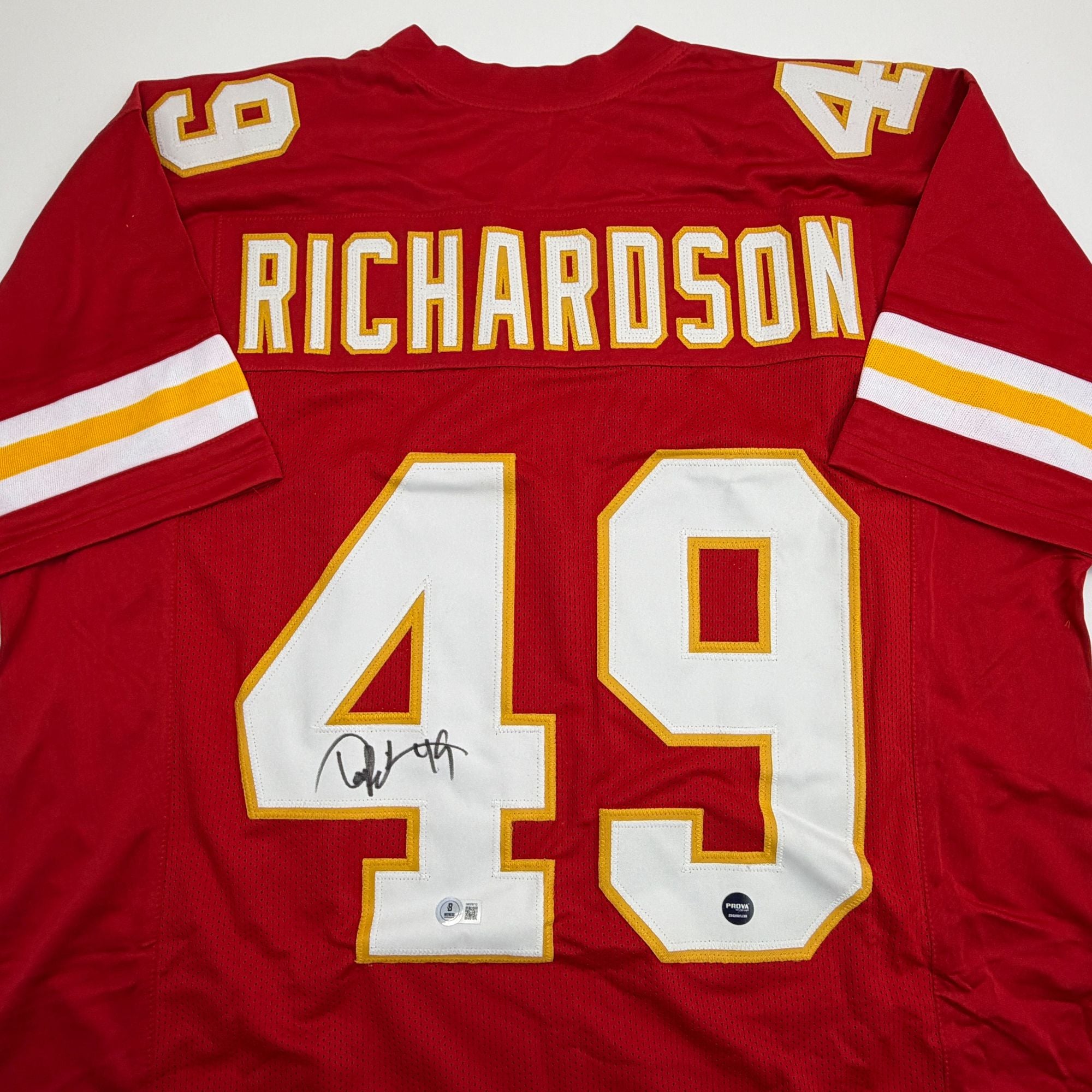 Autographed/Signed Tony Richardson Kansas City Red Football Jersey Beckett BAS COA