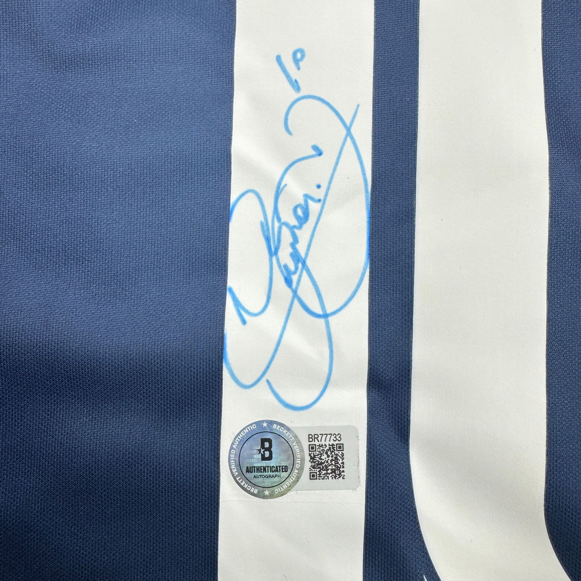 Autographed/Signed Neymar Jr. PSG Paris Saint-Germain Blue Soccer Futbol Jersey Beckett BAS COA