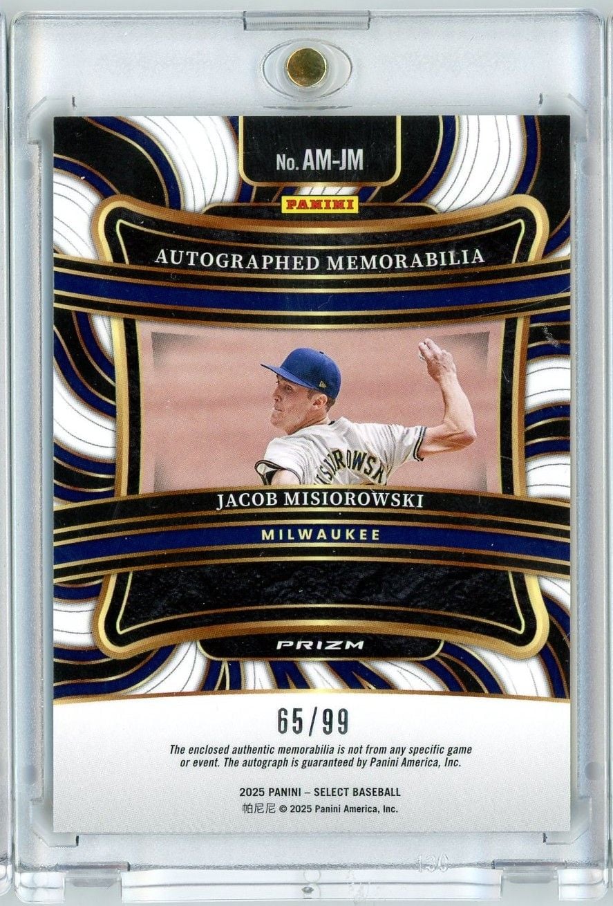2025 Panini Select Jacob Misiorowski #AM-JM RPA Auto /99 Rookie RC Baseball Card