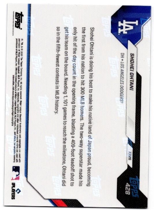 2026 Topps Now Shohei Ohtani #428 Gold Chrome /50 1st Japanese Player to Reach 300 MLB Home Runs Los Angeles Dodgers Baseball Card