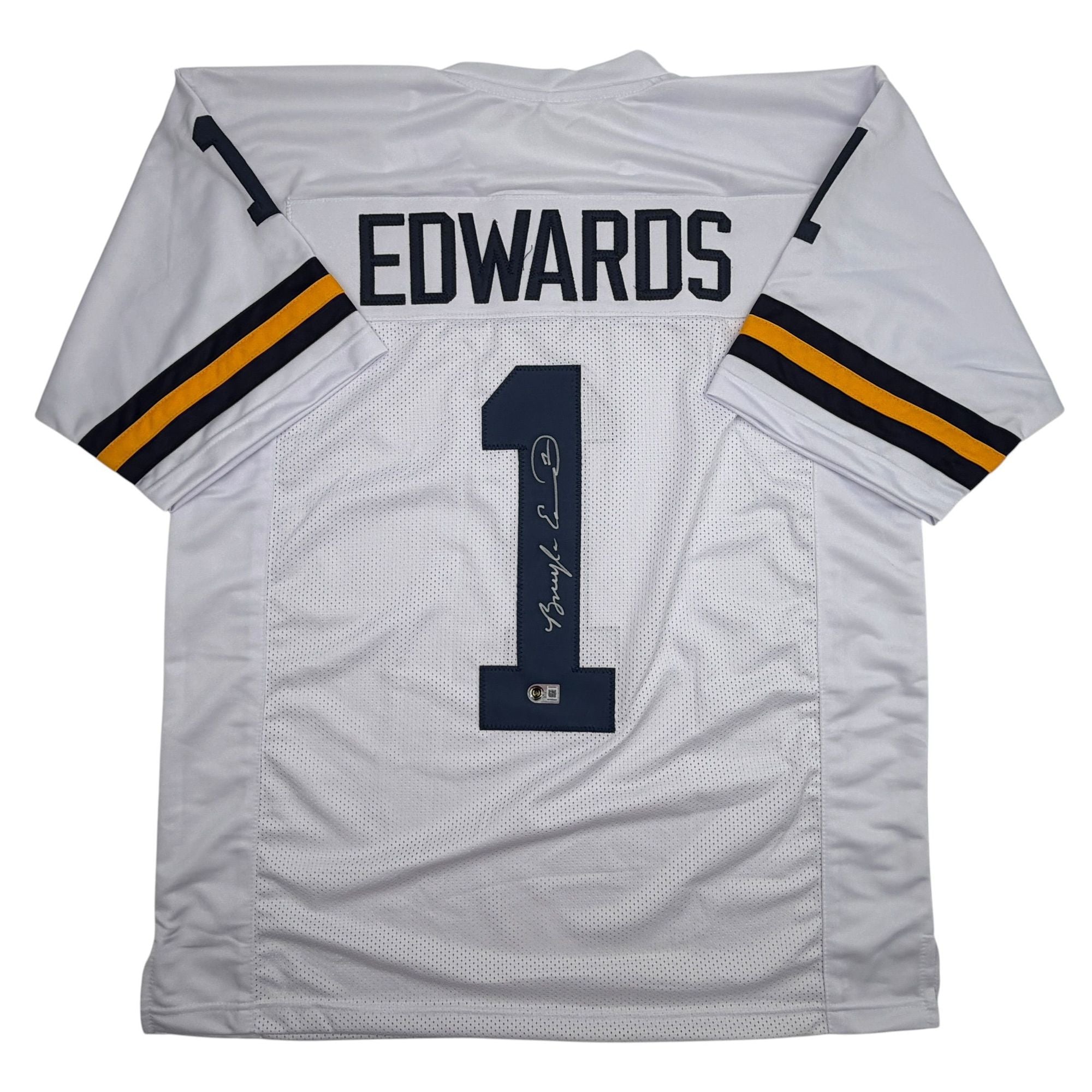 Autographed/Signed Braylon Edwards Michigan White College Football Jersey Beckett BAS COA