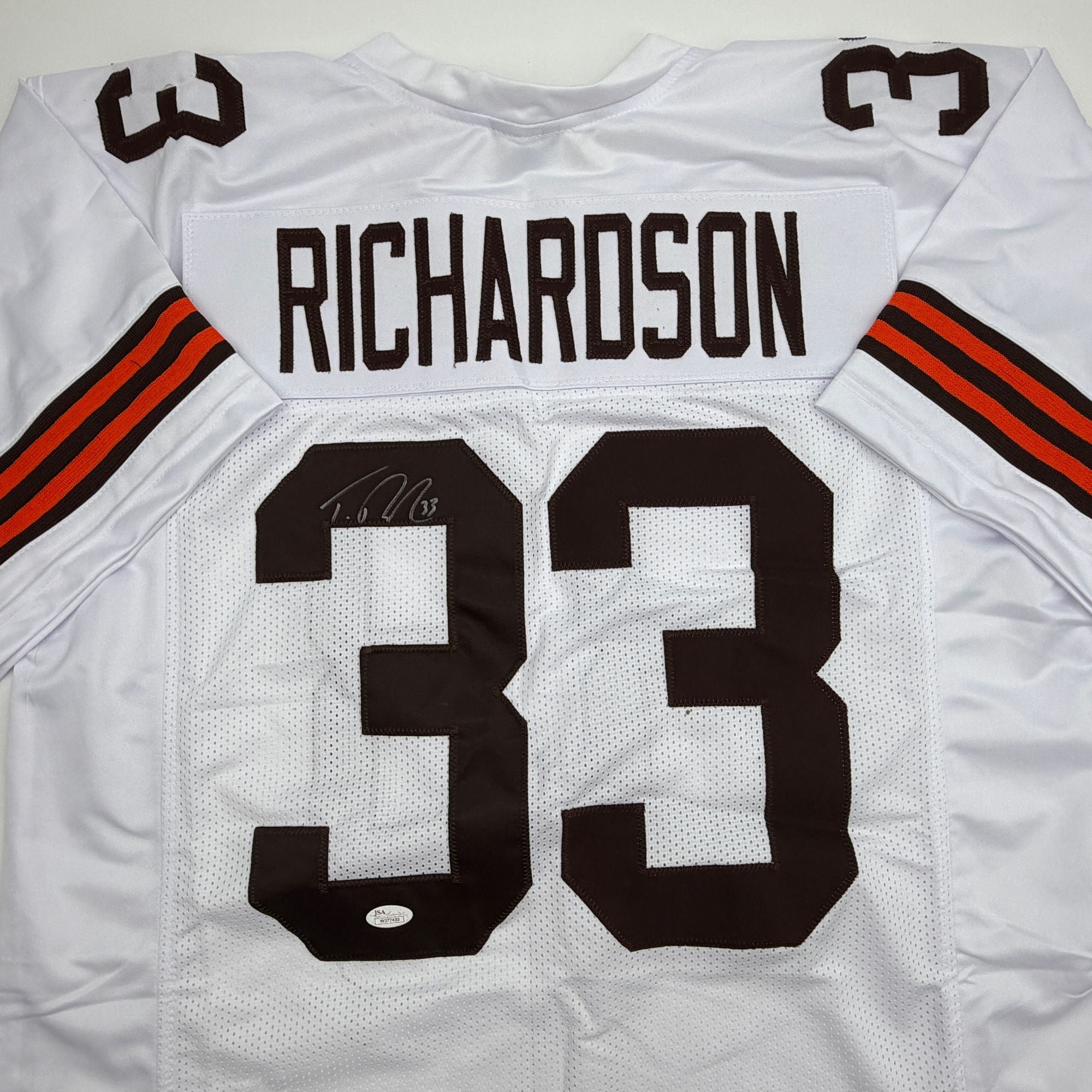 Autographed/Signed Trent Richardson Cleveland White Football Jersey JSA COA