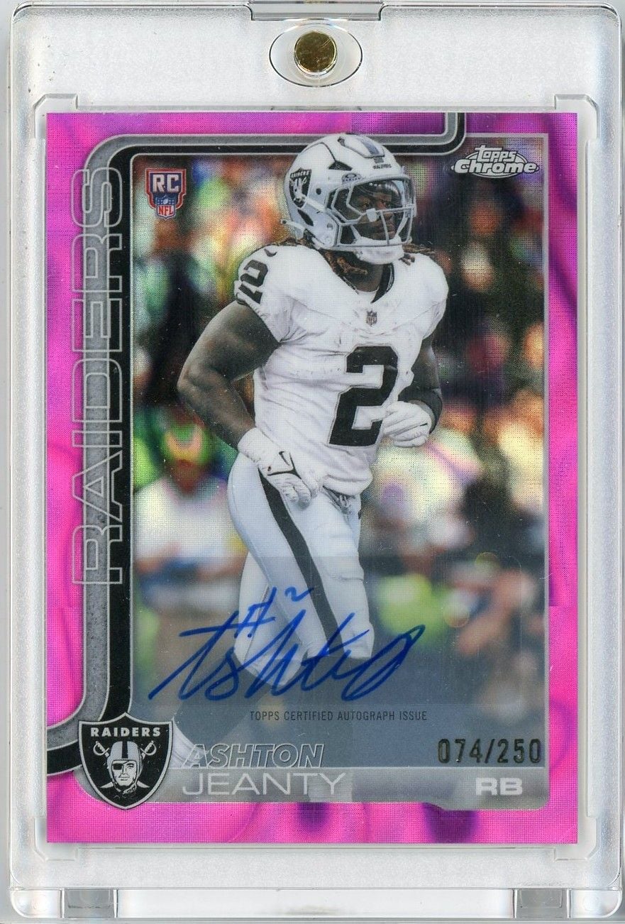 2025 Topps Chrome Ashton Jeanty #RA-AJ Pink Lava Auto /250 Rookie RC Football Card