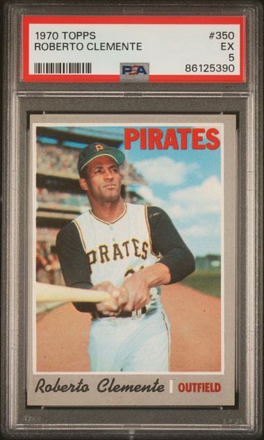 Graded 1970 Topps Roberto Clemente #350 Baseball Card PSA 5 Excellent