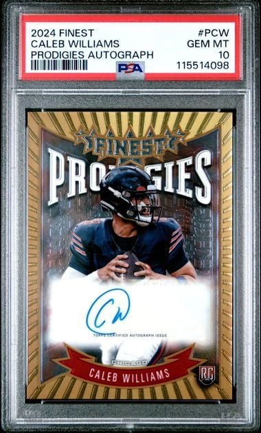 Graded 2024 Topps Finest Football Caleb Williams #PCW Prodigies Autograph Rookie RC Football Card PSA 10 Gem Mint