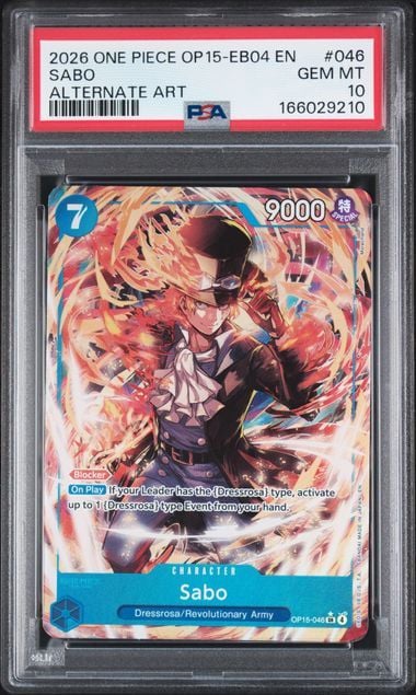 Graded 2026 One Piece Sabo #046 OP15 EB04 EN Alternate Art Trading Card Game PSA 10 Gem Mint