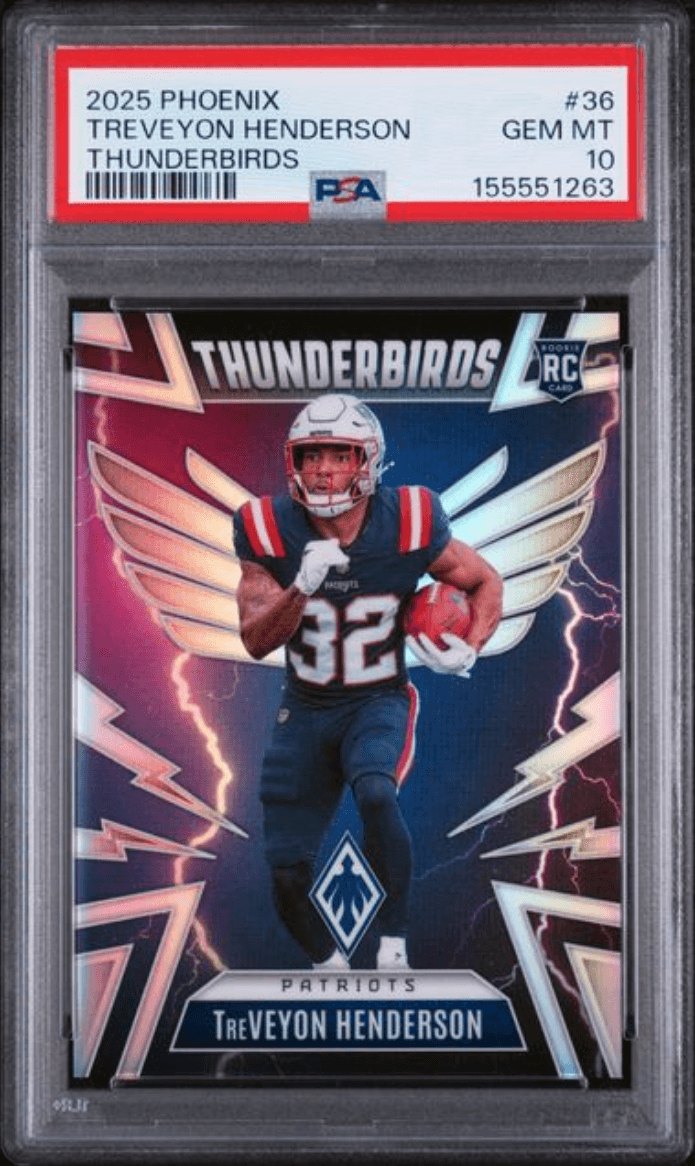 Graded 2025 Panini Phoenix TreVeyon Henderson #36 Thunderbirds Rookie RC Football Card PSA 10 Gem Mint