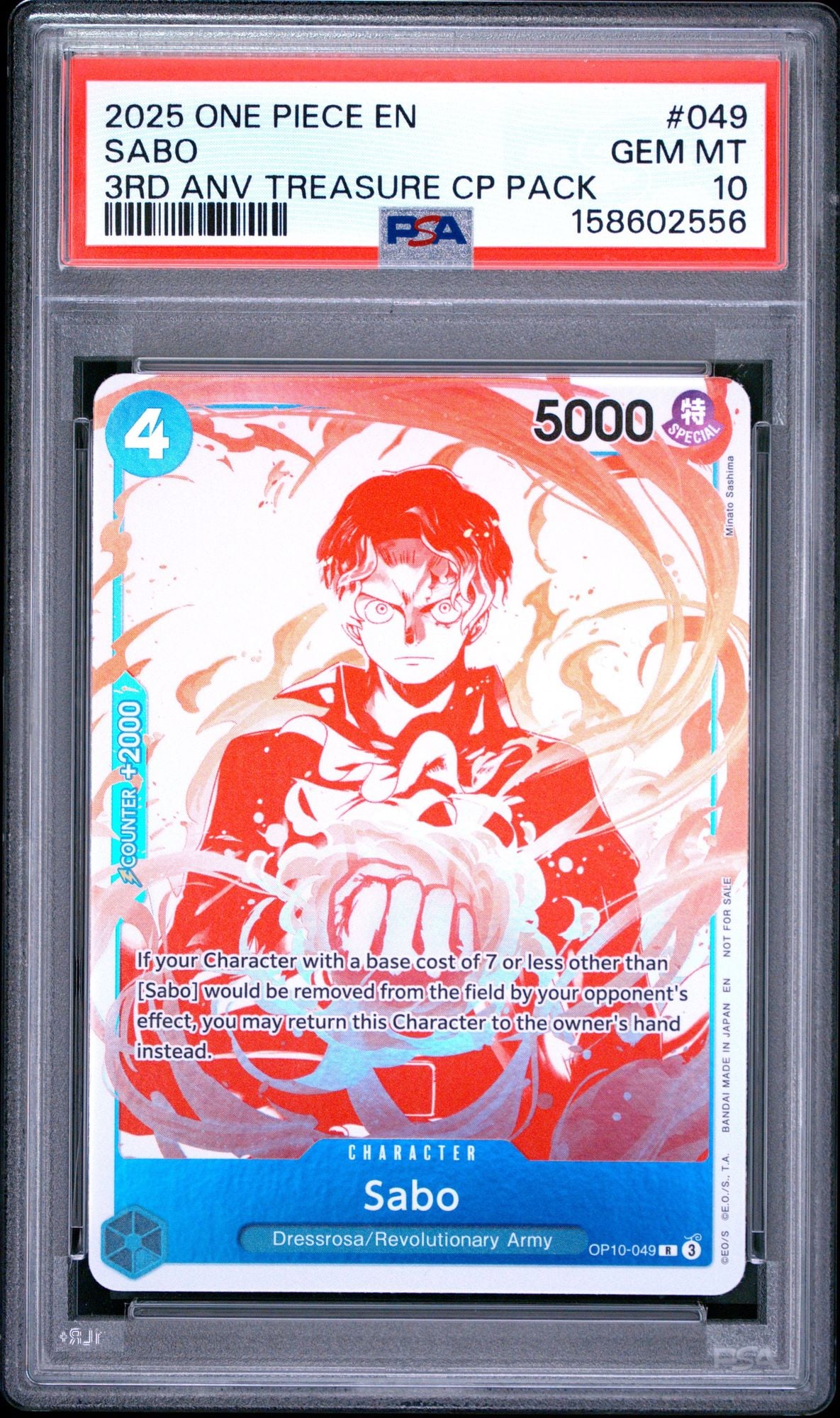 Graded 2025 One Piece Sabo #049 Trading Card Game PSA 10 Gem Mint