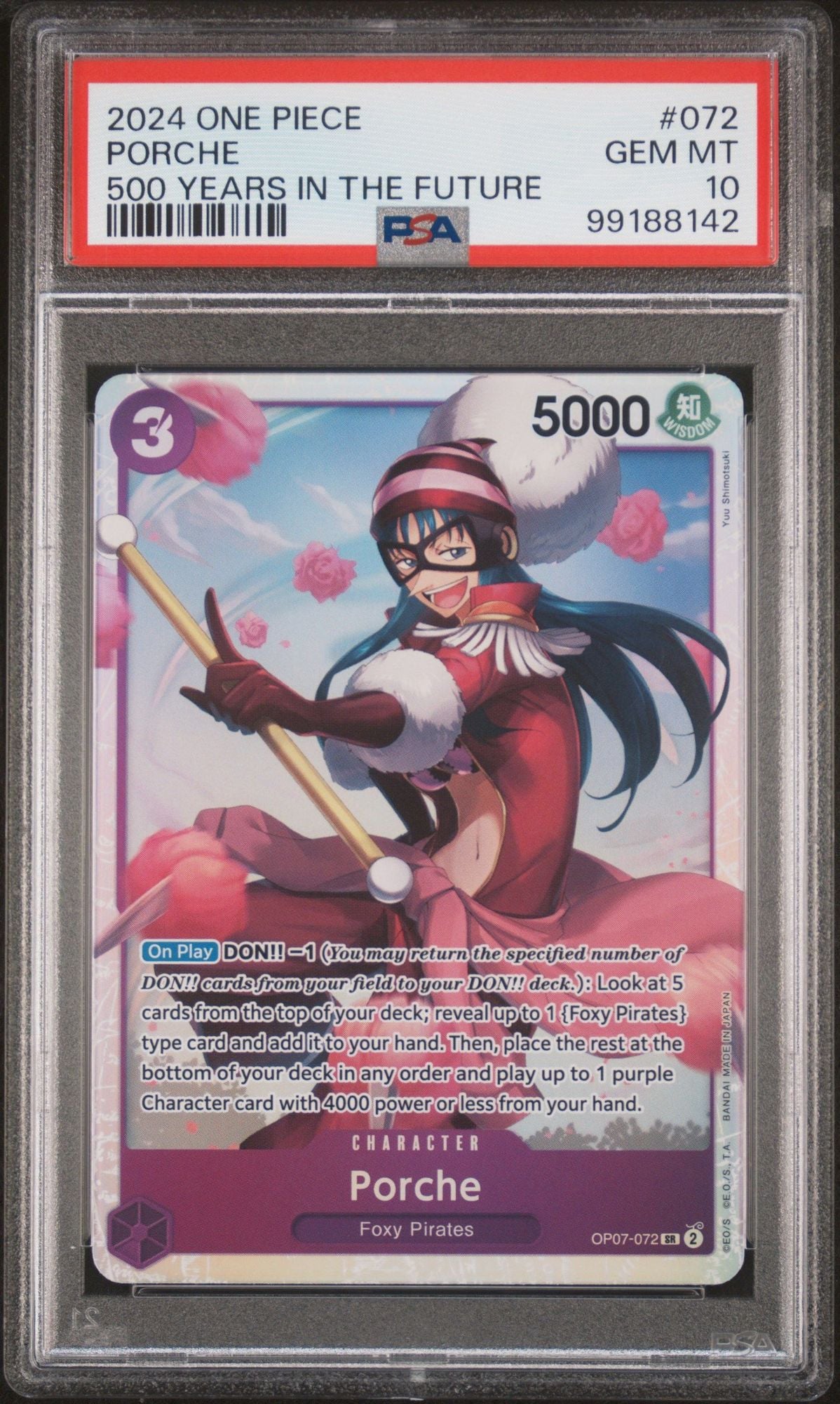 Graded 2024 One Piece EN Porche #072 500 Years in the Future Trading Card Game PSA 10 Gem Mint