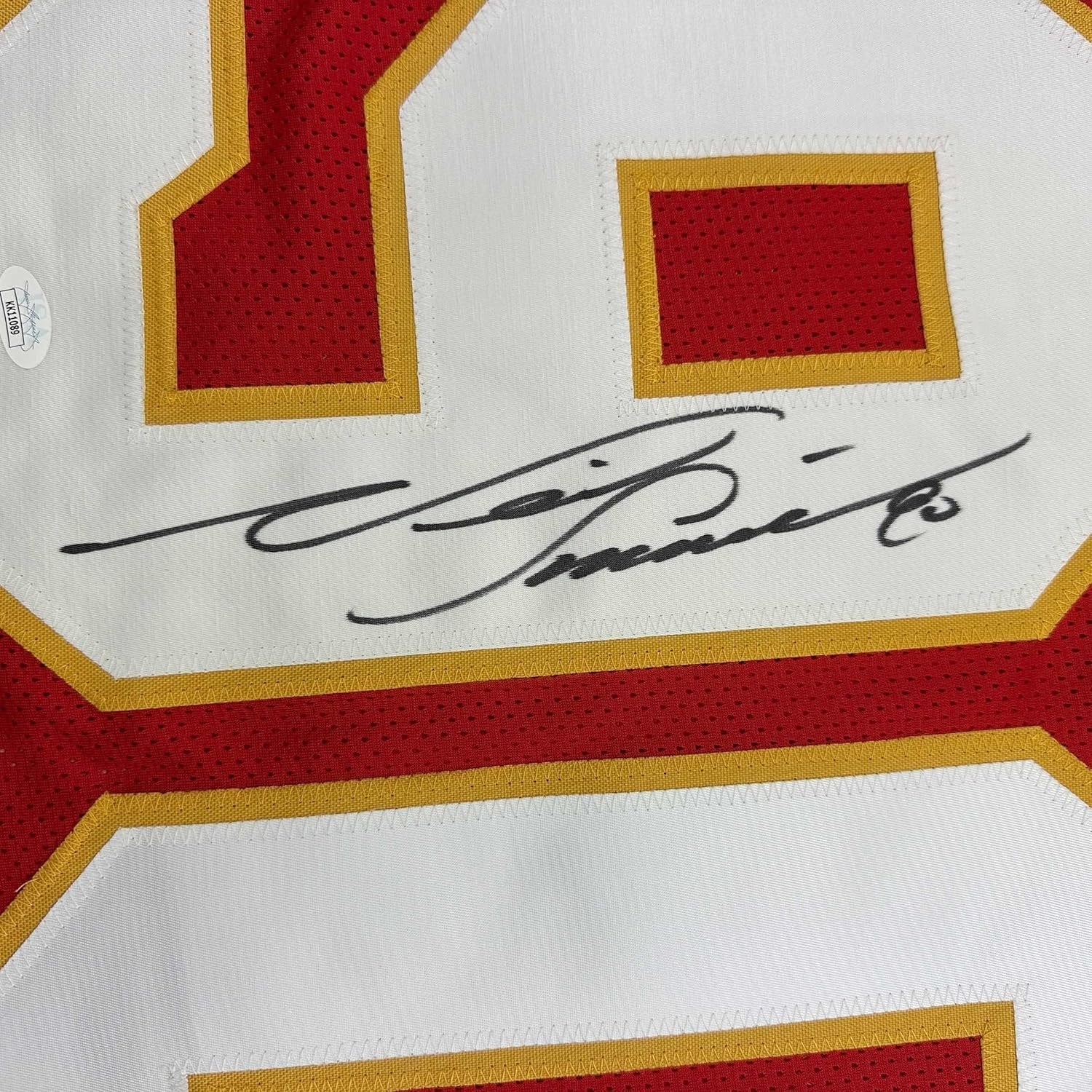 Framed Autographed/Signed Neil Smith 35x39 Kansas City Red Football Jersey JSA COA