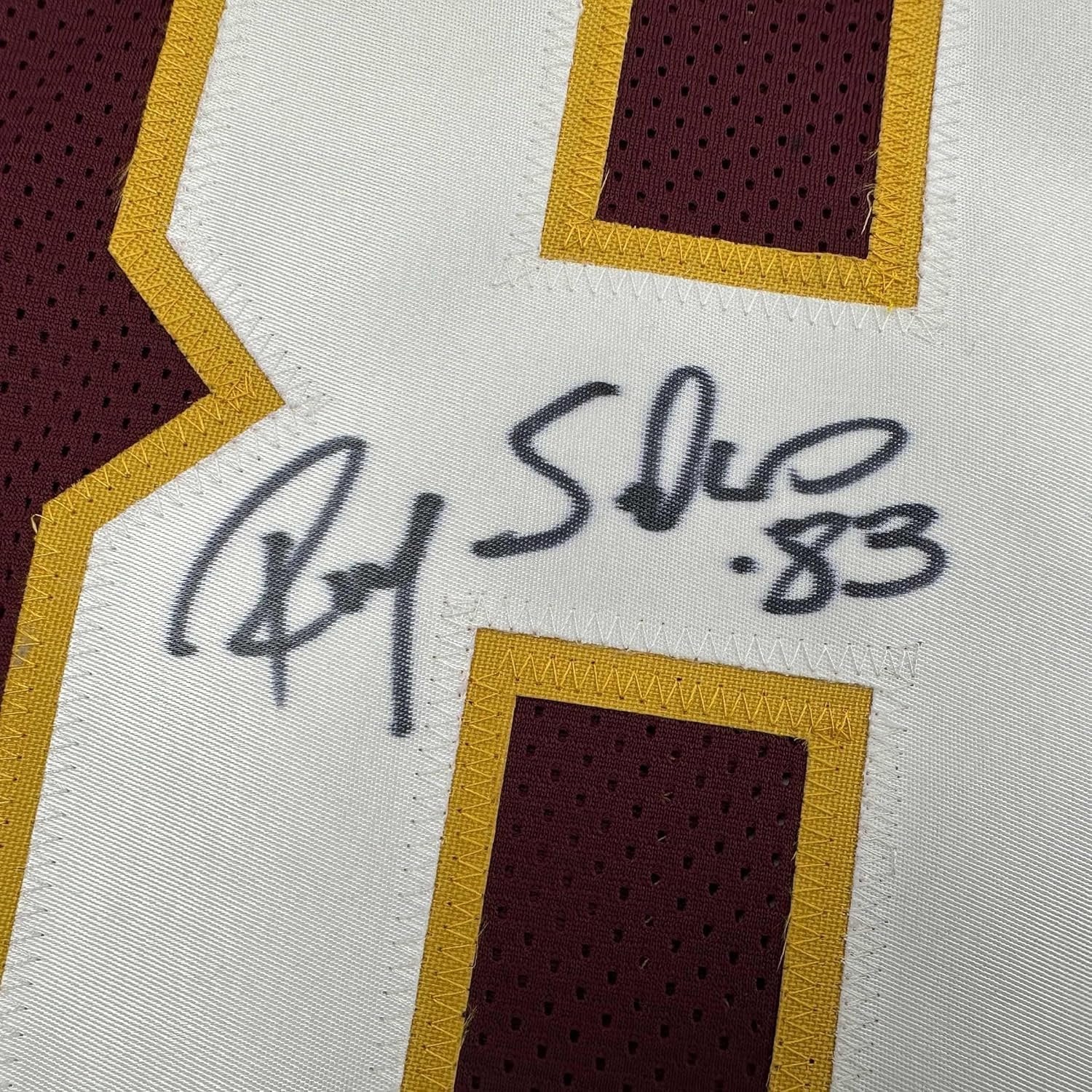 Framed Autographed/Signed Ricky Sanders 35x39 Washington Burgundy Football Jersey JSA COA