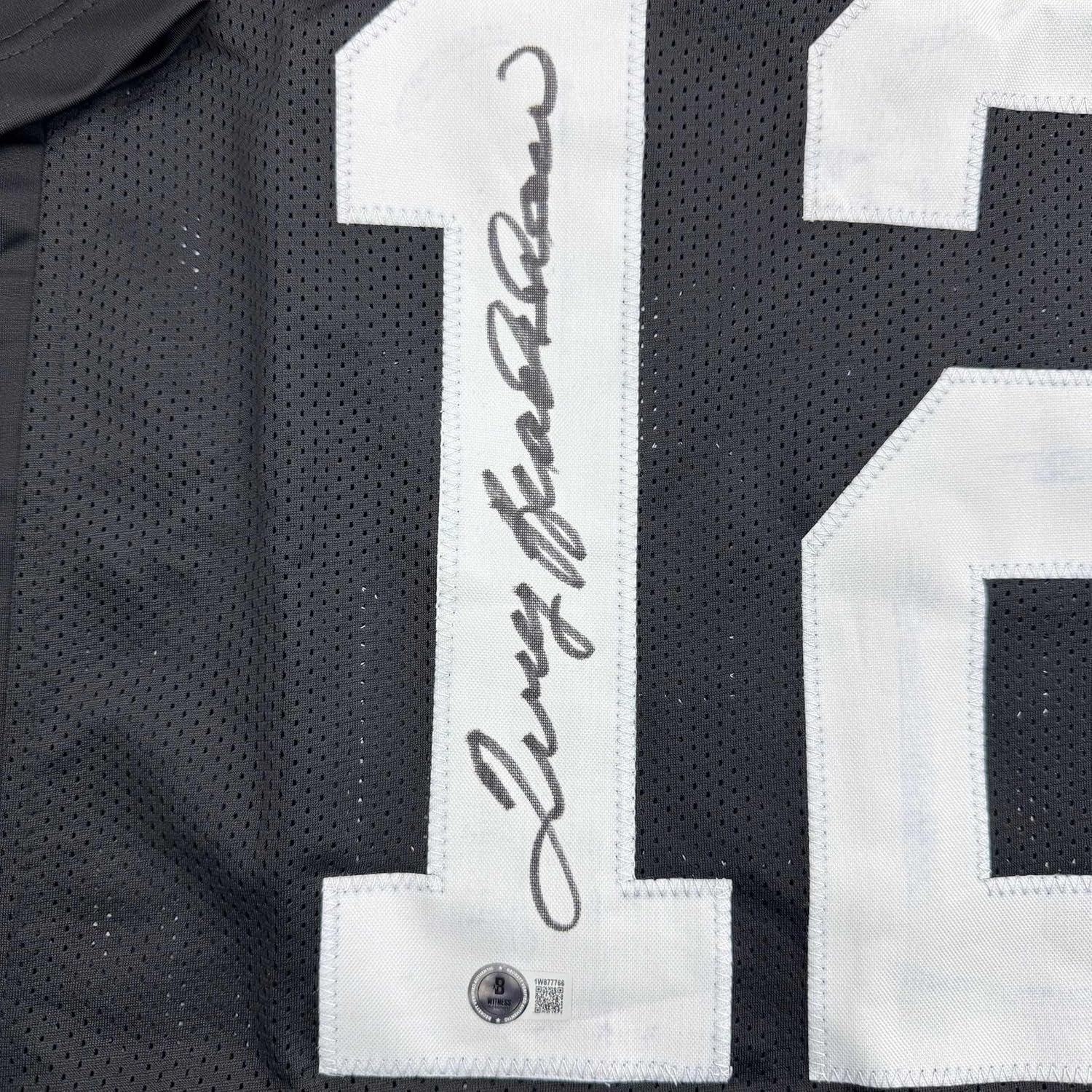 Framed Autographed/Signed Terry Bradshaw 35x39 Pittsburgh Black Football Jersey Beckett BAS COA