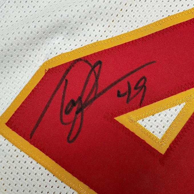 Framed Autographed/Signed Tony Richardson 35x39 Kansas City White Football Jersey JSA COA