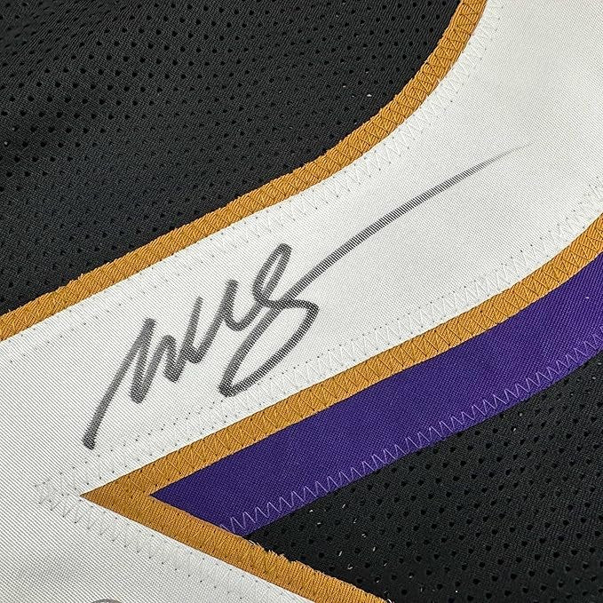 Framed Autographed/Signed Willis McGahee 35x39 Baltimore Black Football Jersey Beckett BAS COA
