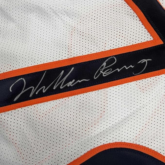 Framed Autographed/Signed William Perry The Refrigerator 35x39 Chicago White Football Jersey Beckett BAS COA
