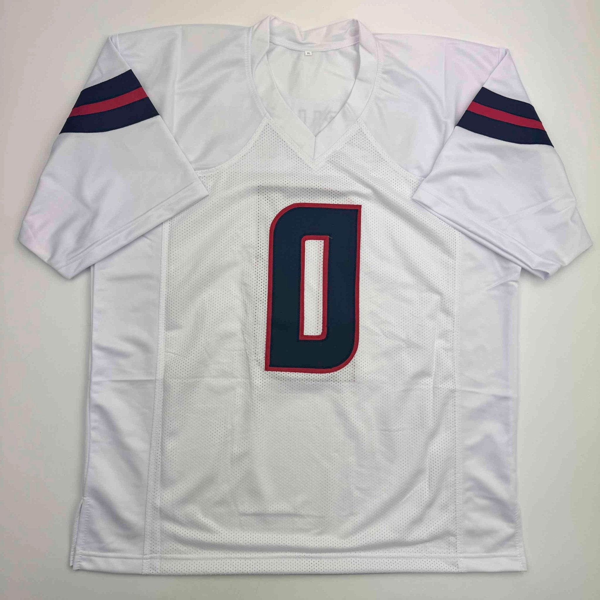 Autographed/Signed Azeez Al Shaair Houston White Football Jersey Beckett BAS COA
