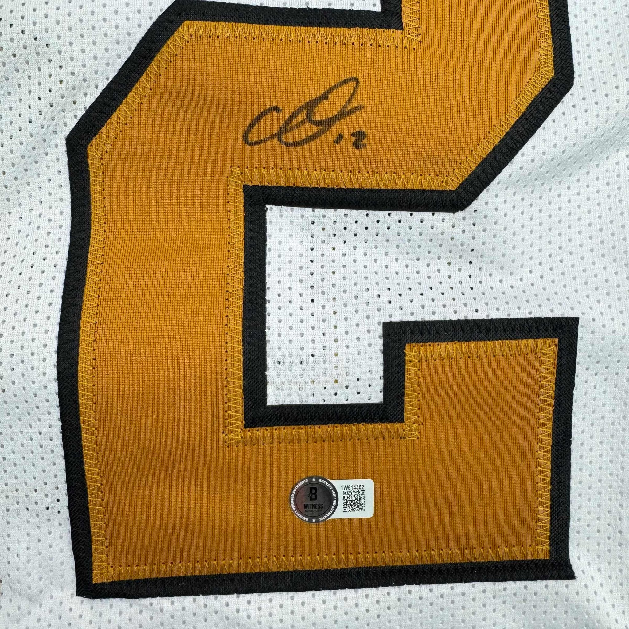 Autographed/Signed Chris Olave New Orleans White Color Rush Football Jersey Beckett BAS COA