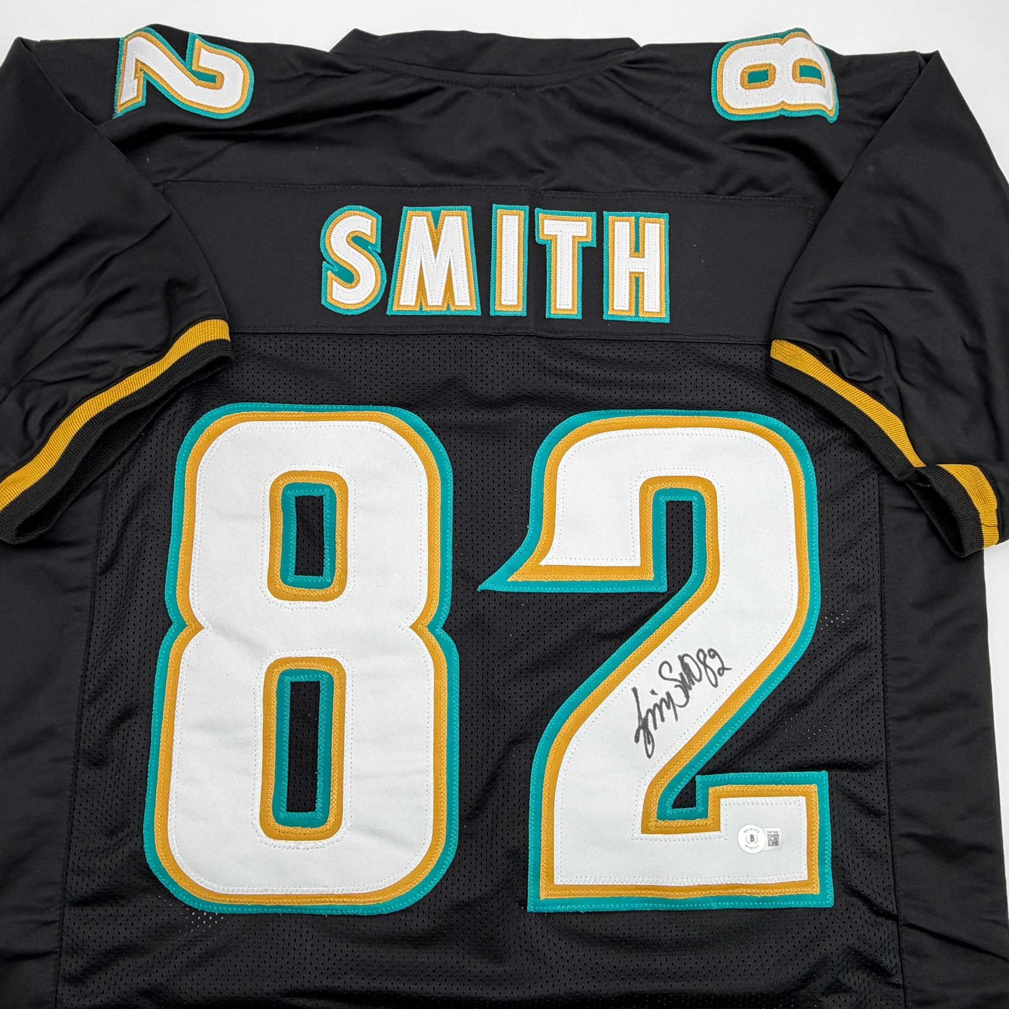 Autographed/Signed Jimmy Smith Jacksonville Black Football Jersey Beckett BAS COA