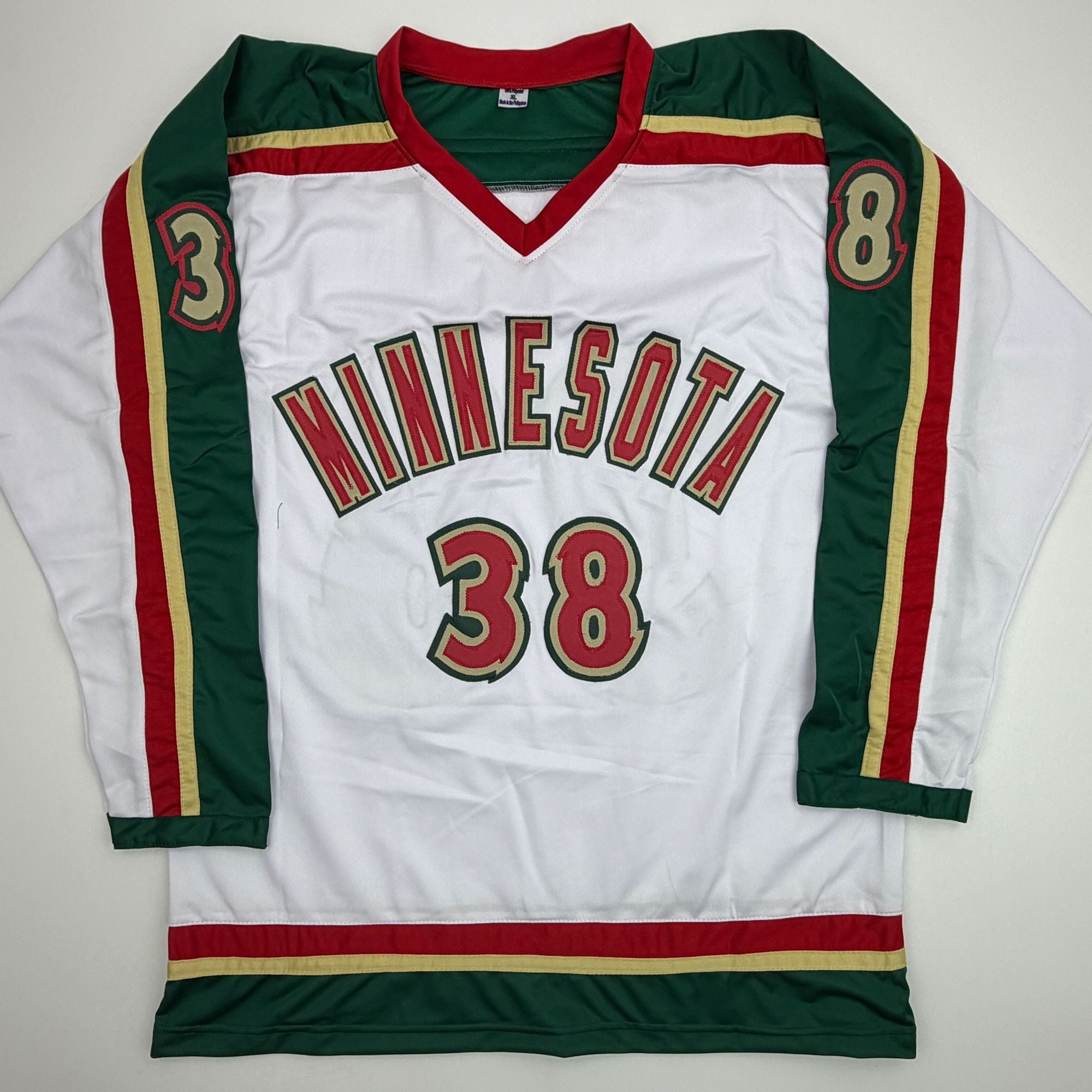 Autographed/Signed Ryan Hartman Minnesota White 25th Anniversary Hockey Jersey Beckett BAS COA